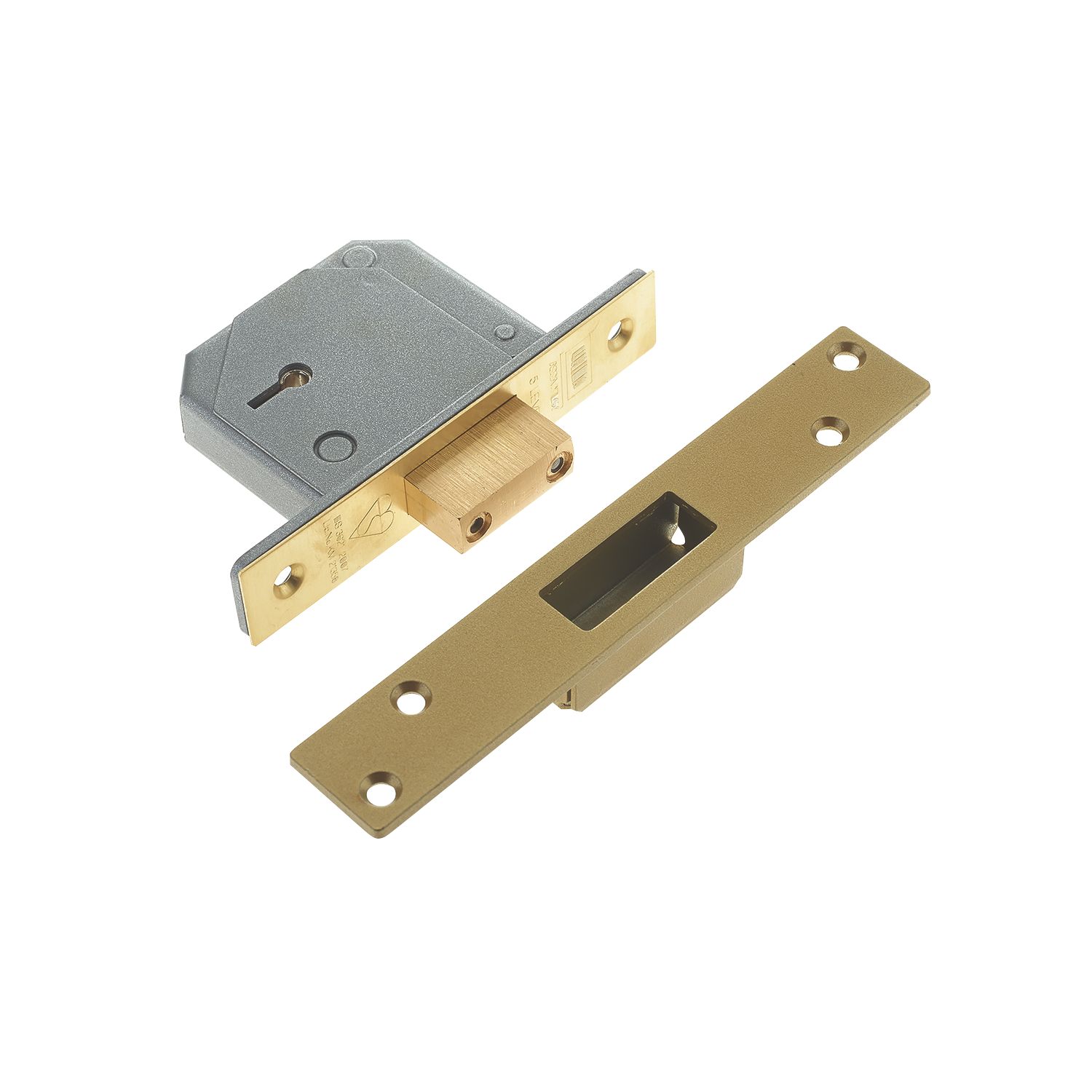 Union Fire Rated Polished Brass BS 5-Lever Mortice Deadlock 67mm Case - 40mm Backset (6593P)
