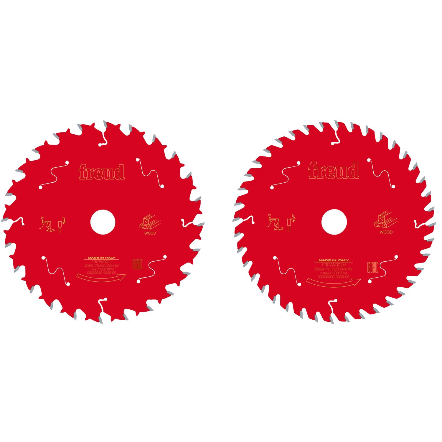 Freud Wood Circular Saw Blades 165mm x 20mm 24/40T 2 Pieces (660KJ)