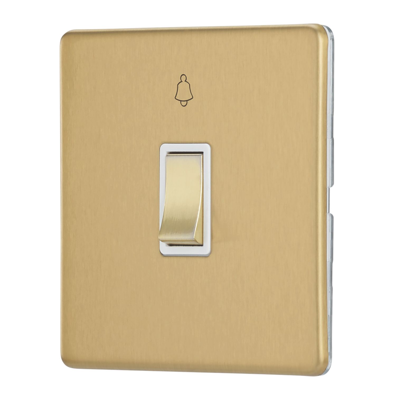 Contactum Lyric 10AX 1-Gang 1-Way Retractive Bell Switch Brushed Brass with White Inserts (660RR)