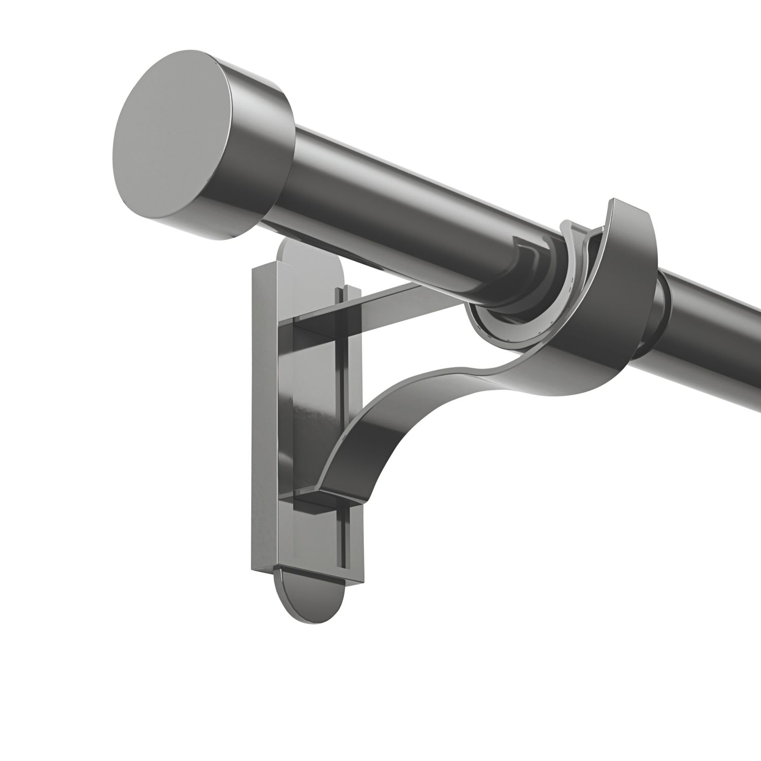 Rothley Polished Gunmetal Extendable Curtain Pole w/ Stud Finials 28mm x 125-216cm (661YU)