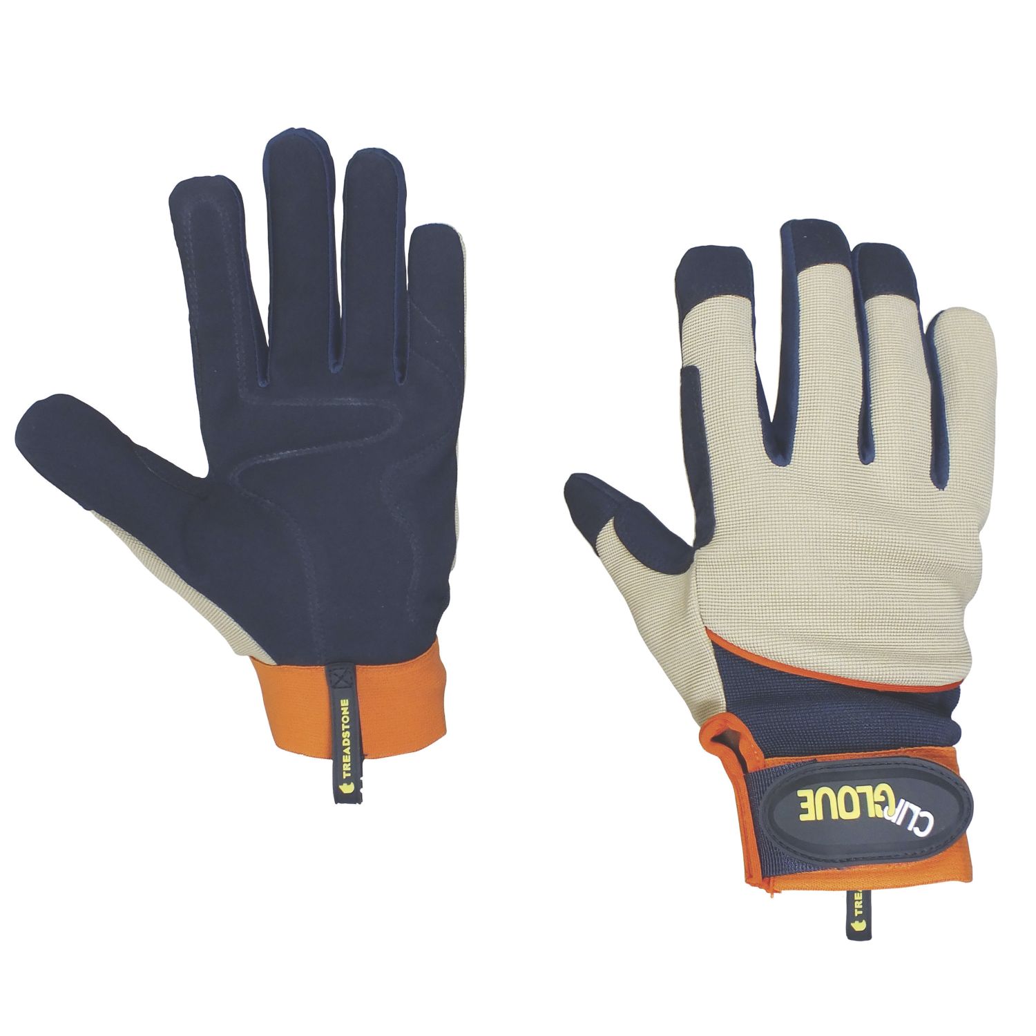 ClipGlove General Purpose Synthetic Leather Gardening Gloves Navy / Cream Large (662YE)