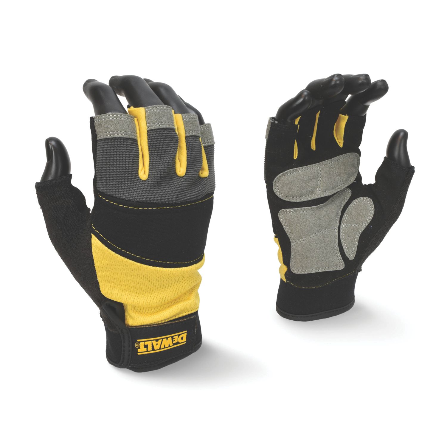 DEWALT DPG213L Fingerless Gloves Black/Yellow/Grey Large (663KX)