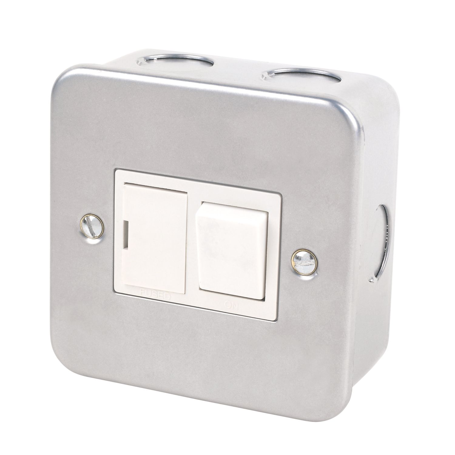 Essentials 13A Switched Metal Clad Fused Spur & Flex Outlet with White Inserts (66454)