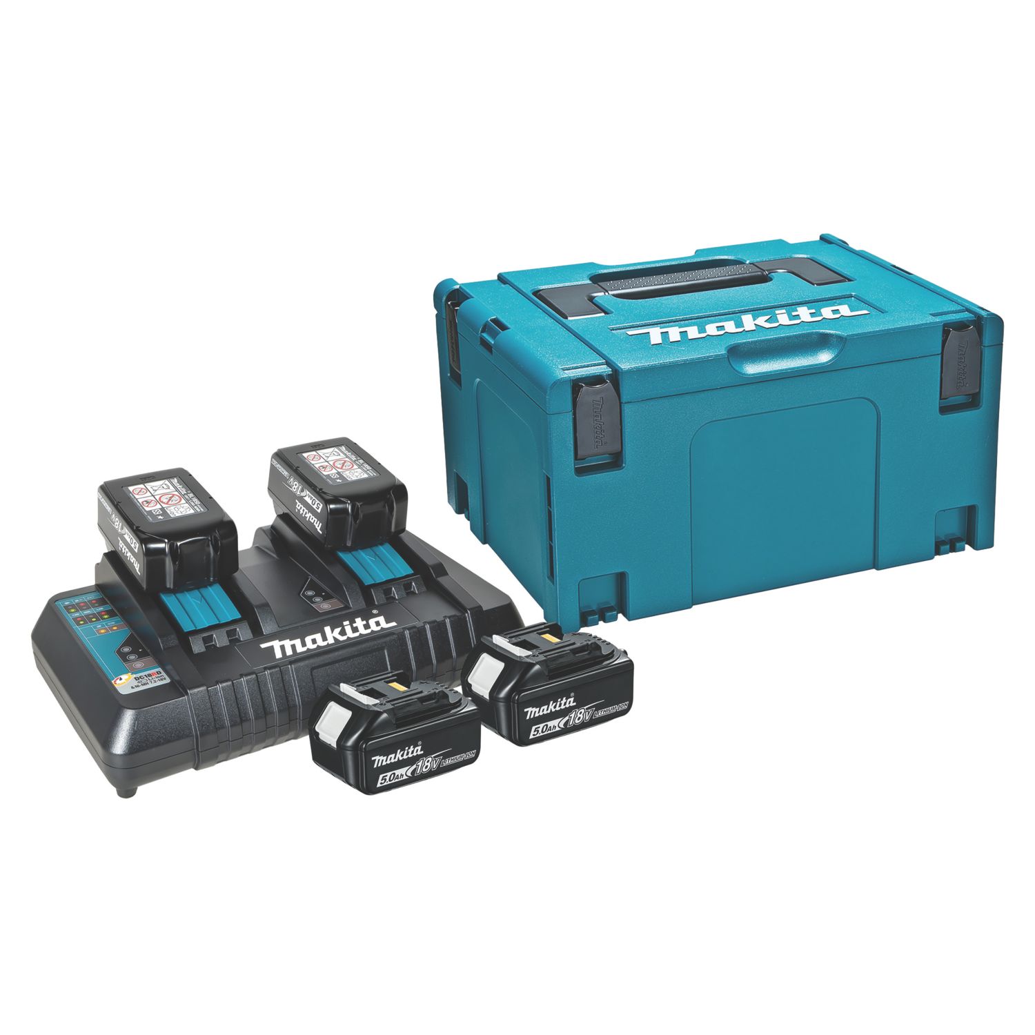 Makita 197627-6 18V 5.0Ah Li-Ion LXT Batteries & Charger Kit 5 Piece Set (665FV)