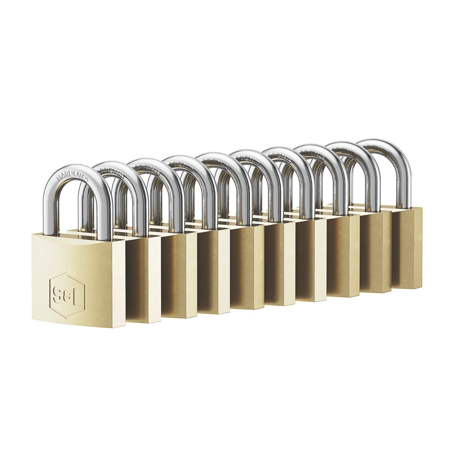 Smith & Locke Brass Keyed Alike Padlocks 30mm 10 Pack (665PG)