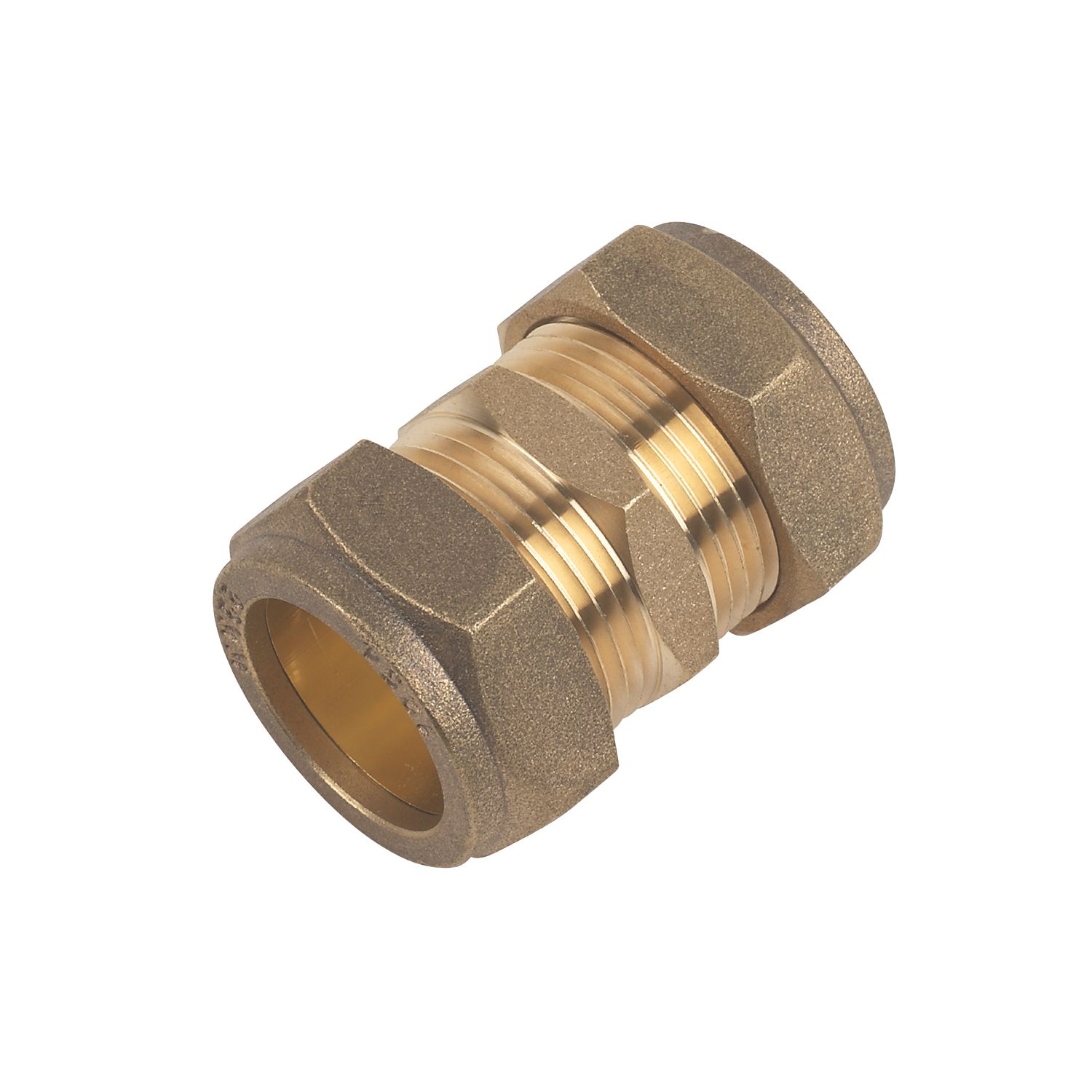 Flomasta Brass Compression Equal Couplers 22mm 2 Pack (66818)