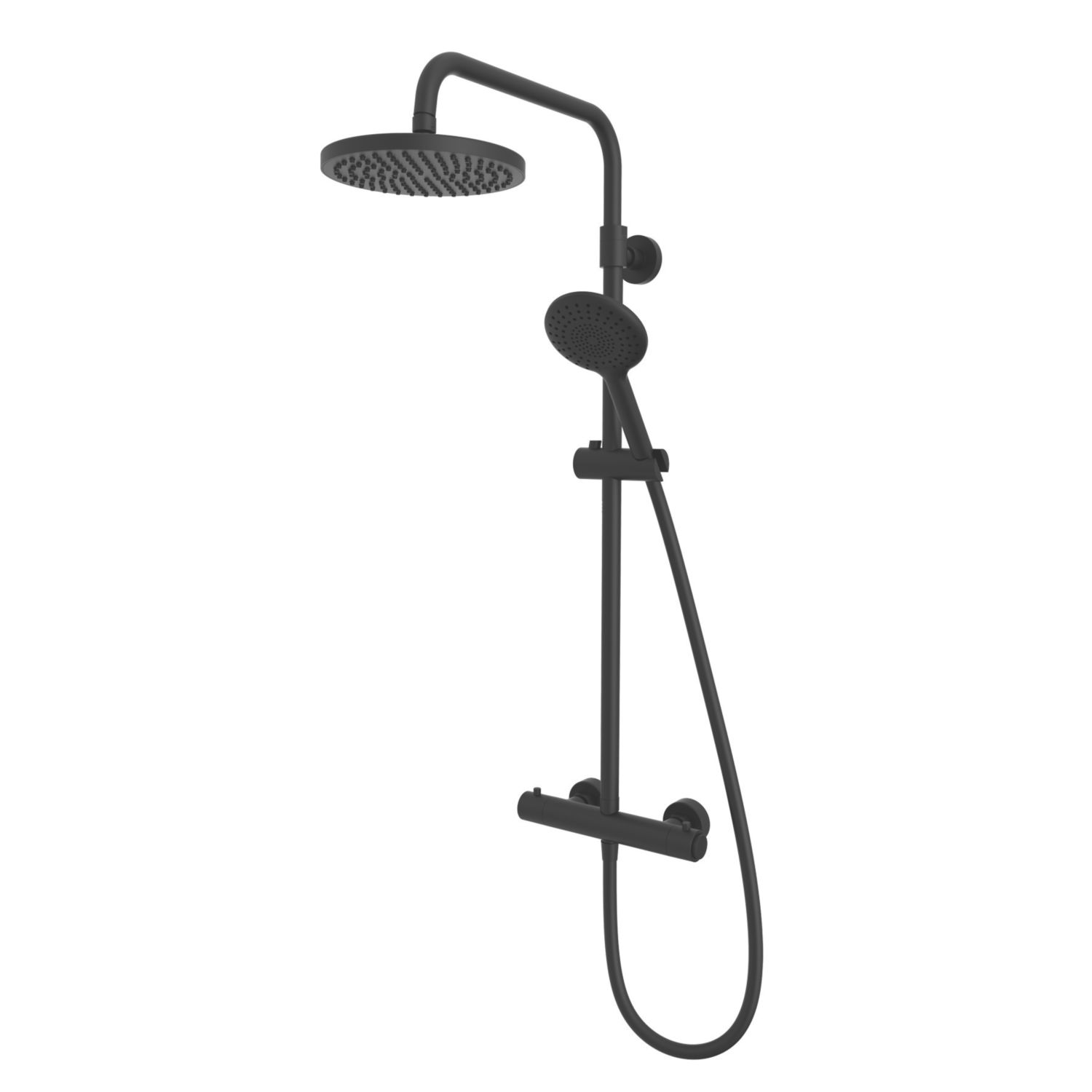 Meda Rear-Fed Exposed Black Thermostatic Push Button Mixer Shower (668CH)