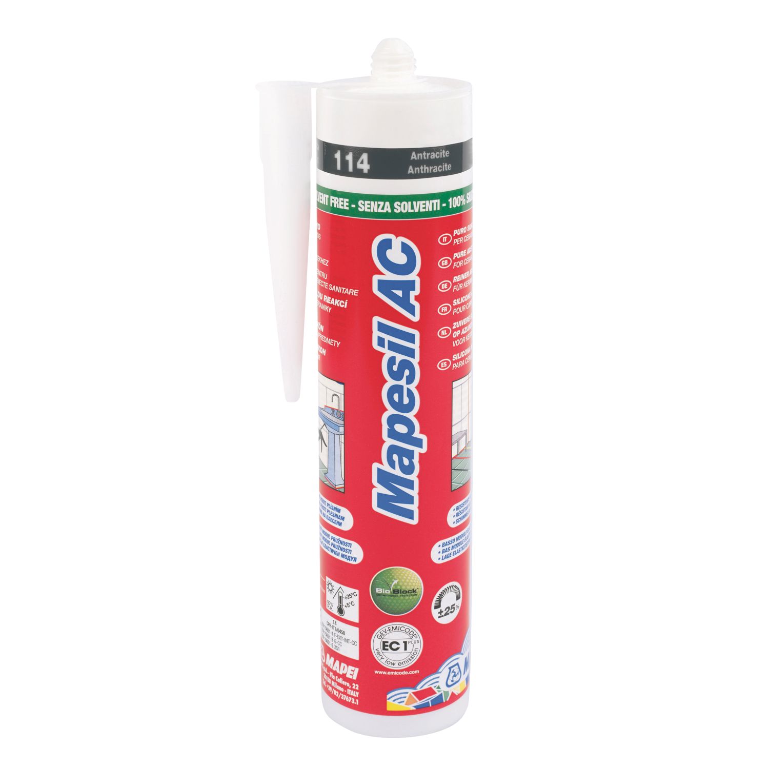 Mapei Mapesil AC 114 Solvent-Free Silicone Sealant Anthracite 310ml (66934)