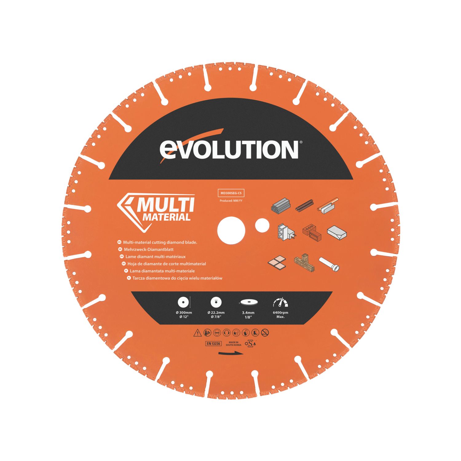 Evolution MD300SEG-CS Multi-Material Segmented Diamond Blade 300mm x 22.2mm (669RG)