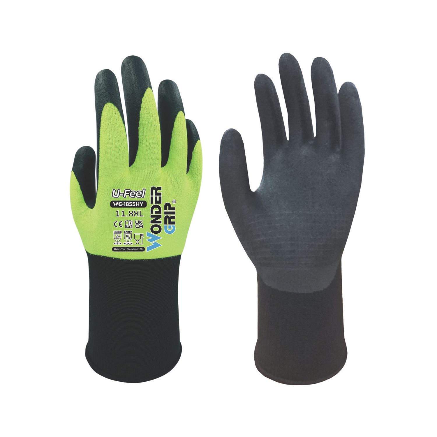 Wonder Grip WG-1855HY U-Feel General Handling Gloves Yellow 2X Large (670VJ)