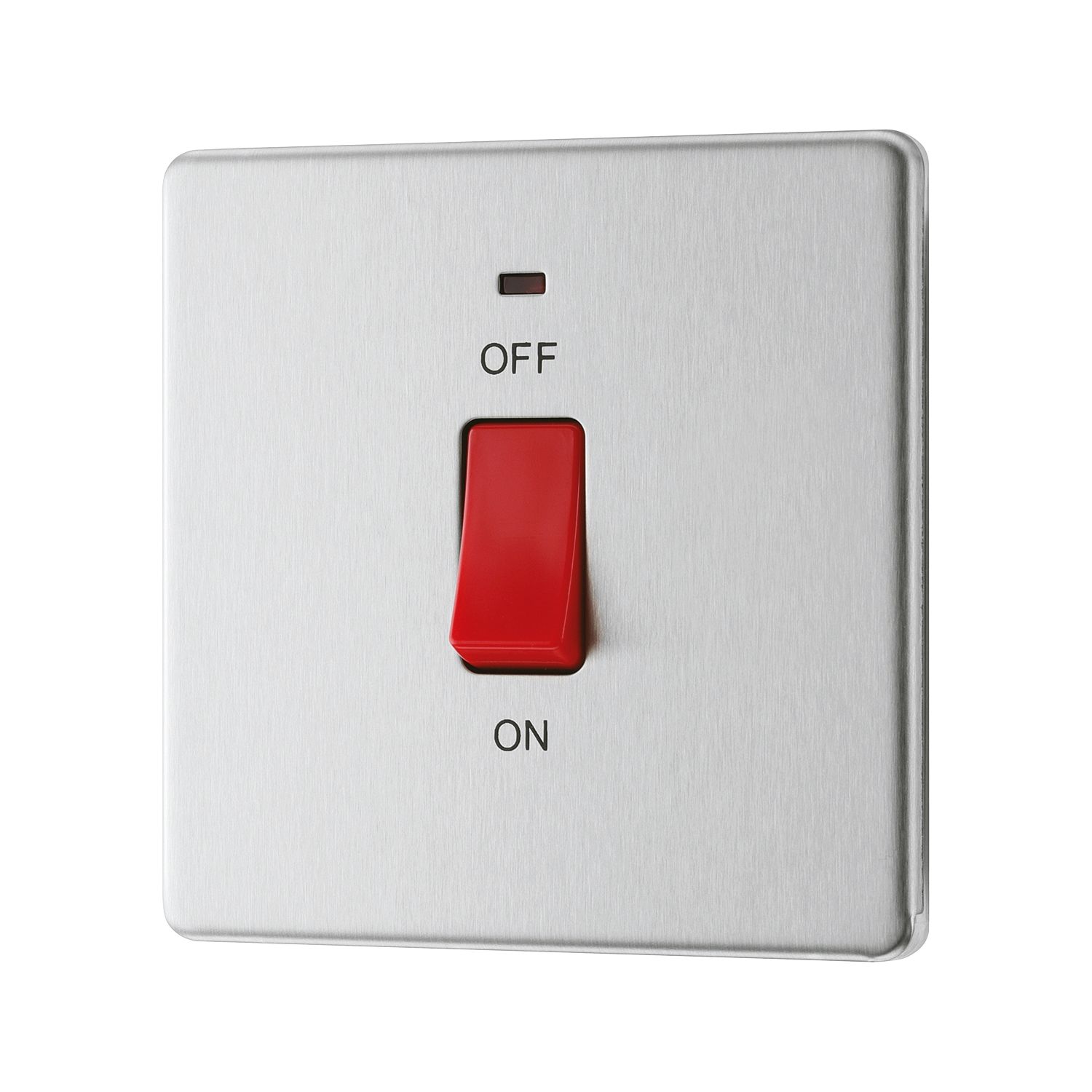 LAP 45A 1-Gang DP Cooker Switch Brushed Stainless Steel with LED (671KJ)