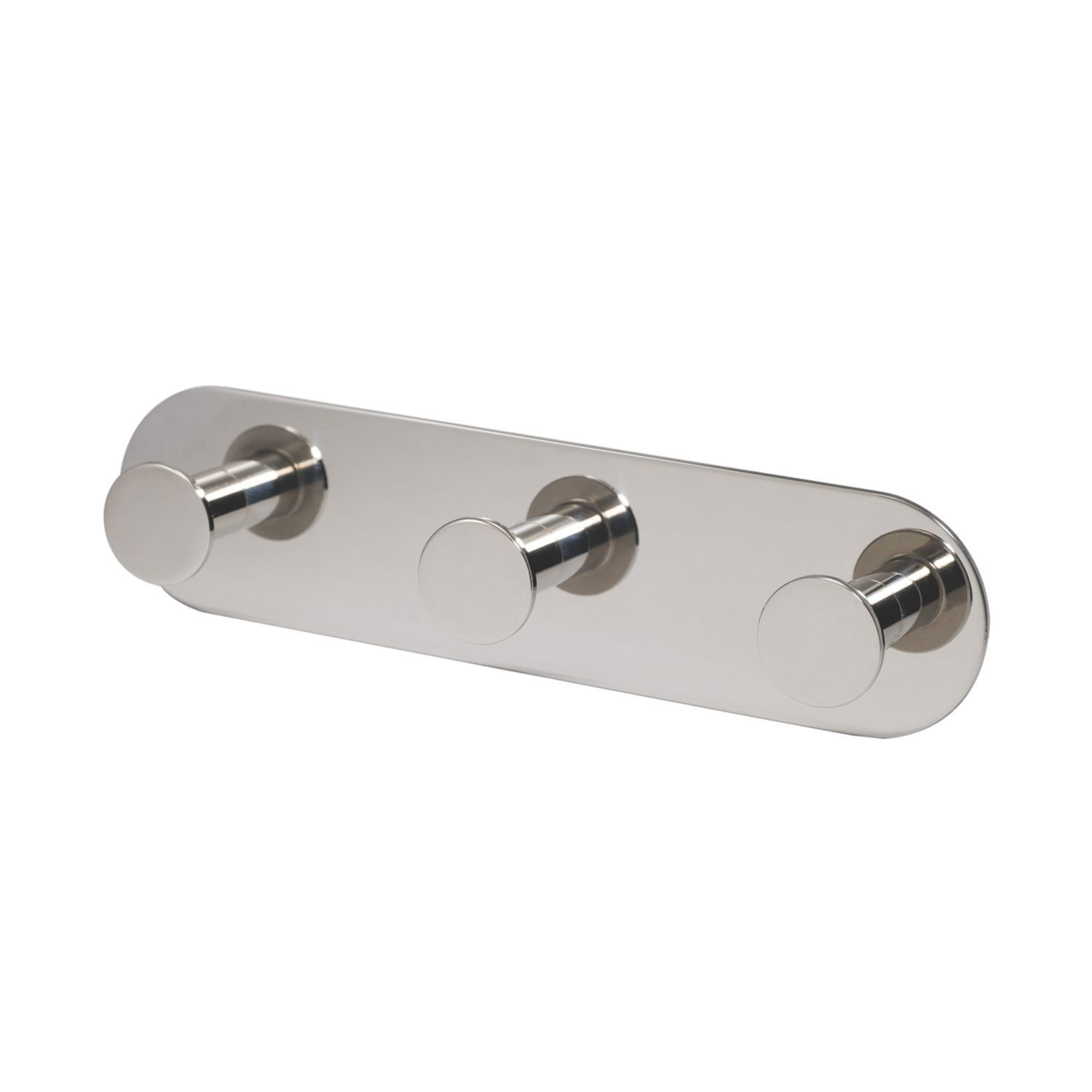 Eclipse 3-Hook Circular Coat Rail Polished Stainless Steel 191mm x 48mm (671KW)