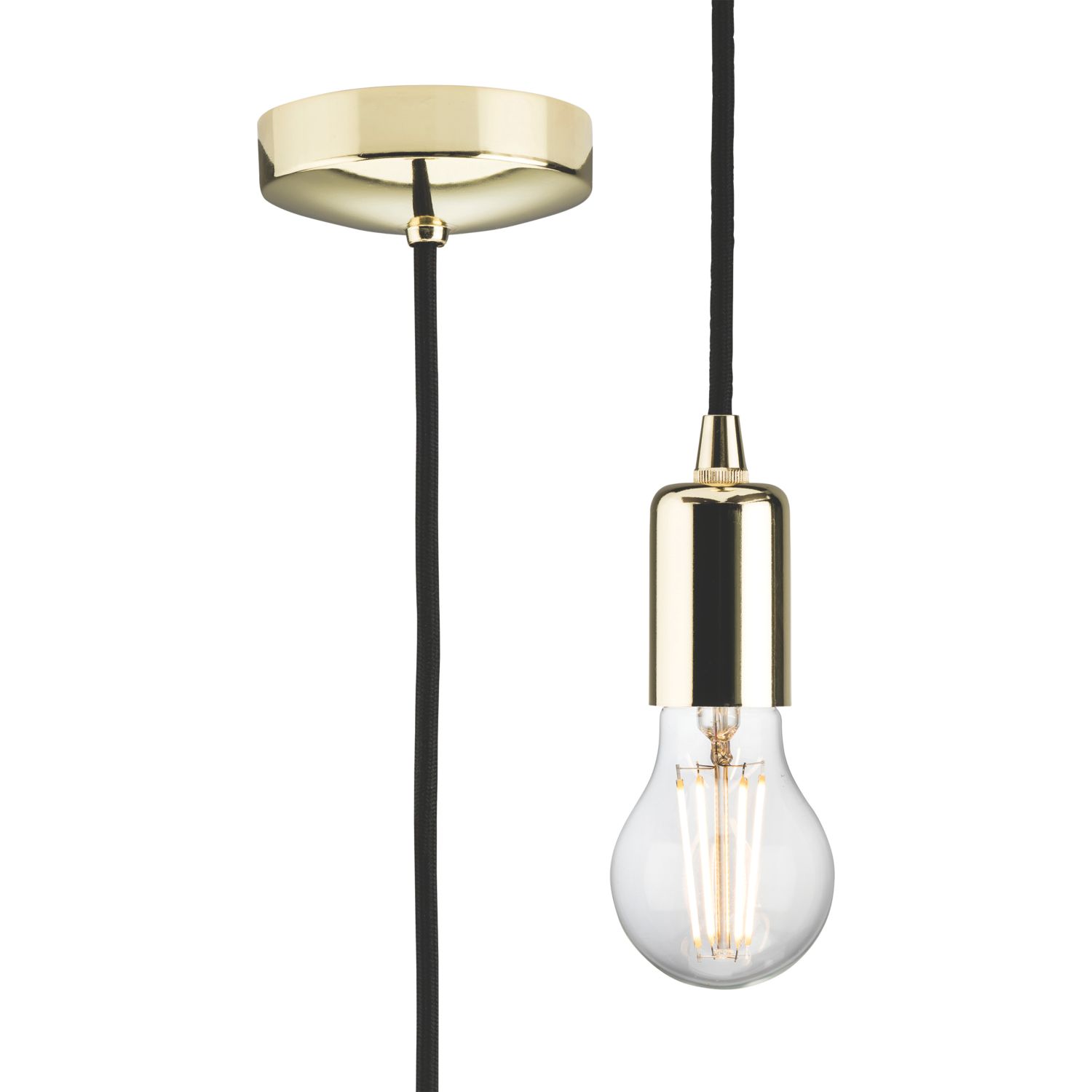 Knightsbridge Contemporary Long Pendant Polished Brass (672TY)