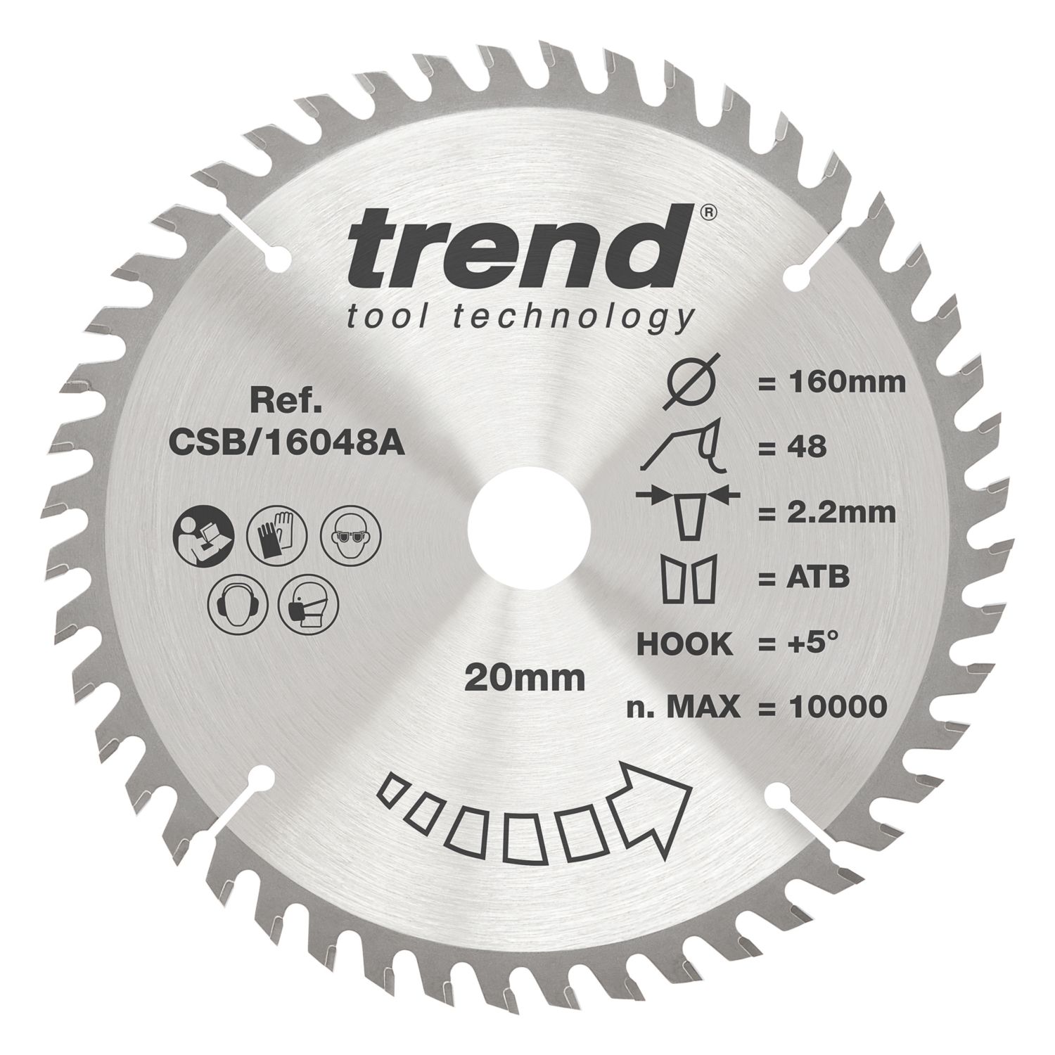 Trend CSB/16048A Wood Plunge Saw Blade 160mm x 20mm 48T (672XG)