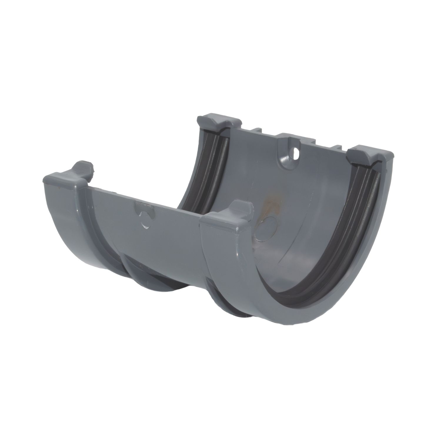 FloPlast MiniFlo uPVC Half Round Gutter Union Anthracite Grey 76mm (673YE)