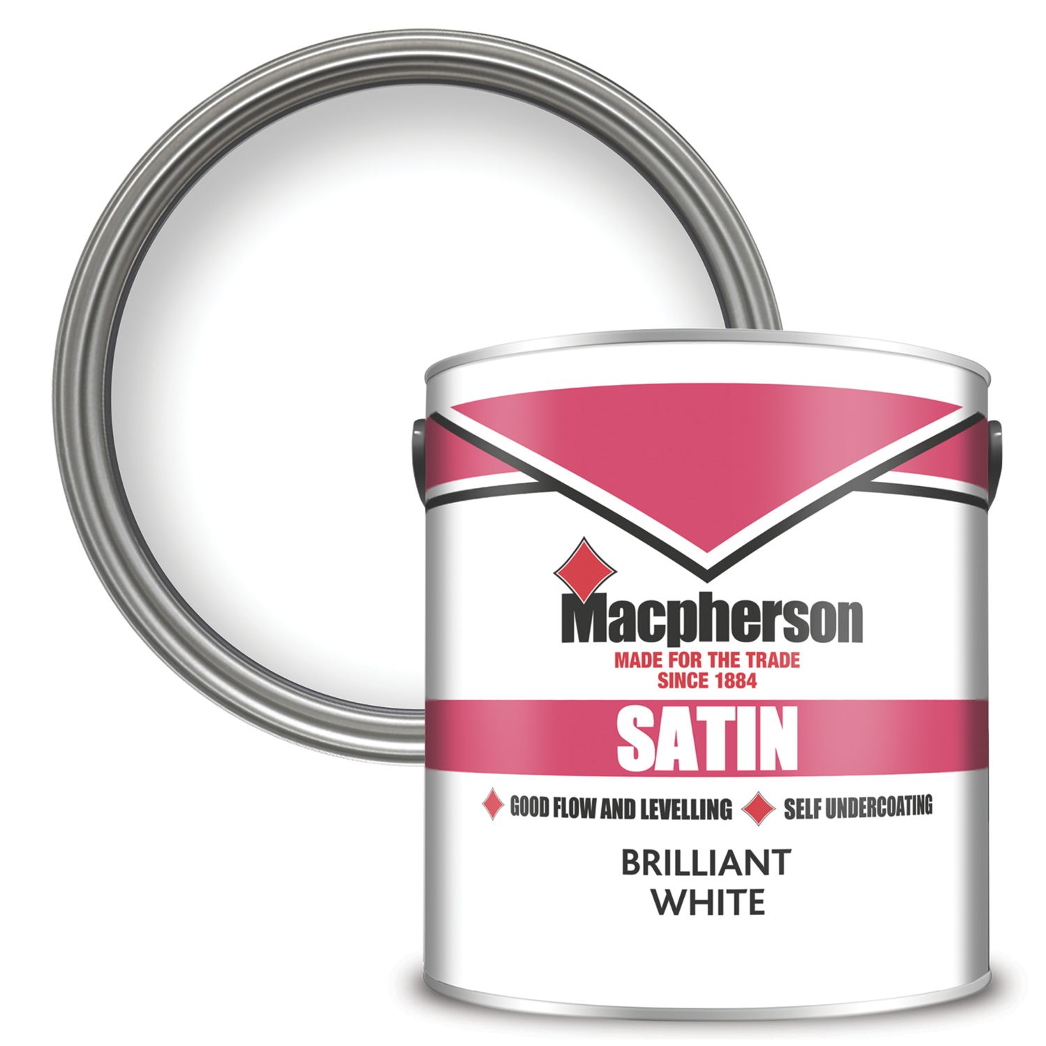 Macpherson 2.5Ltr Brilliant White Satin Trim Wood & Metal Paint (674AJ)