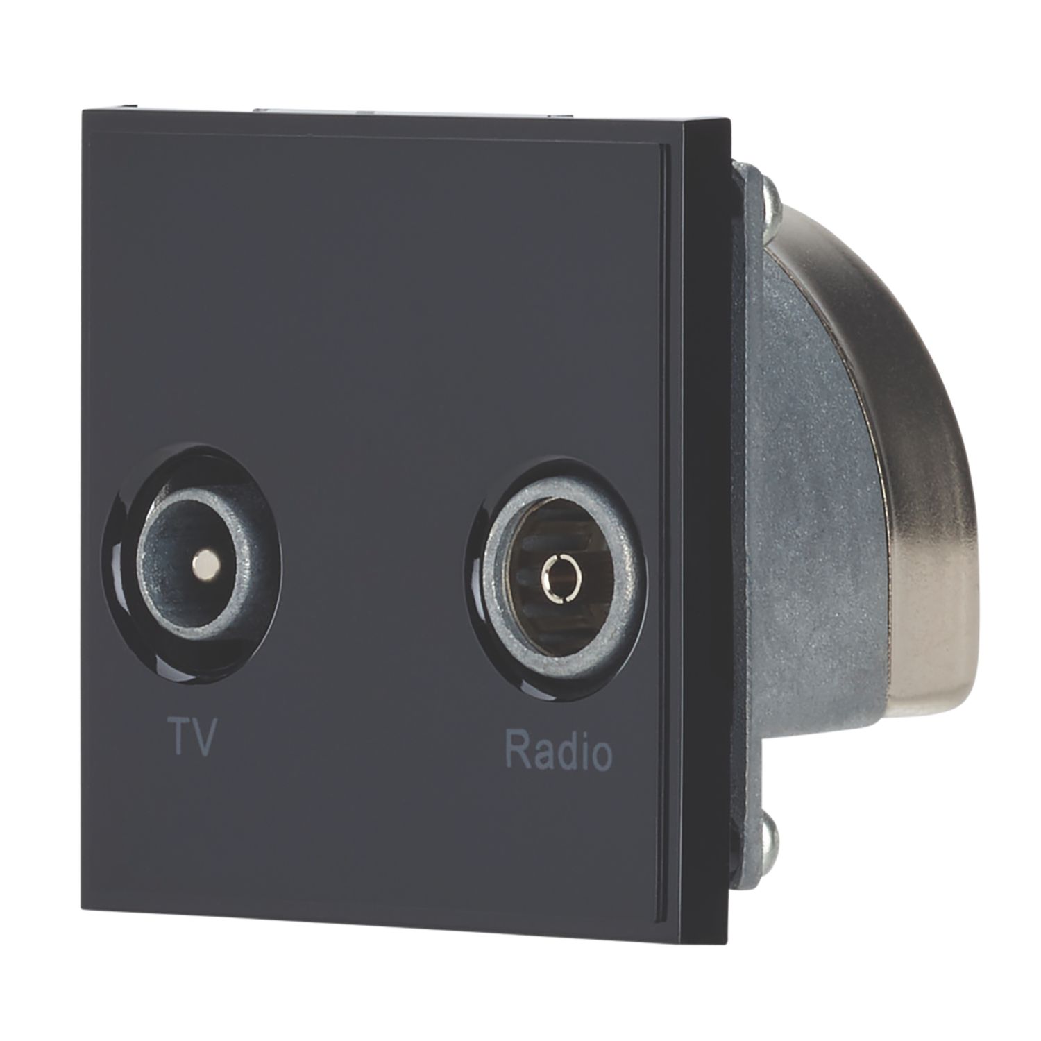 Contactum Media Modular Coaxial TV / FM Socket Black (674RR)