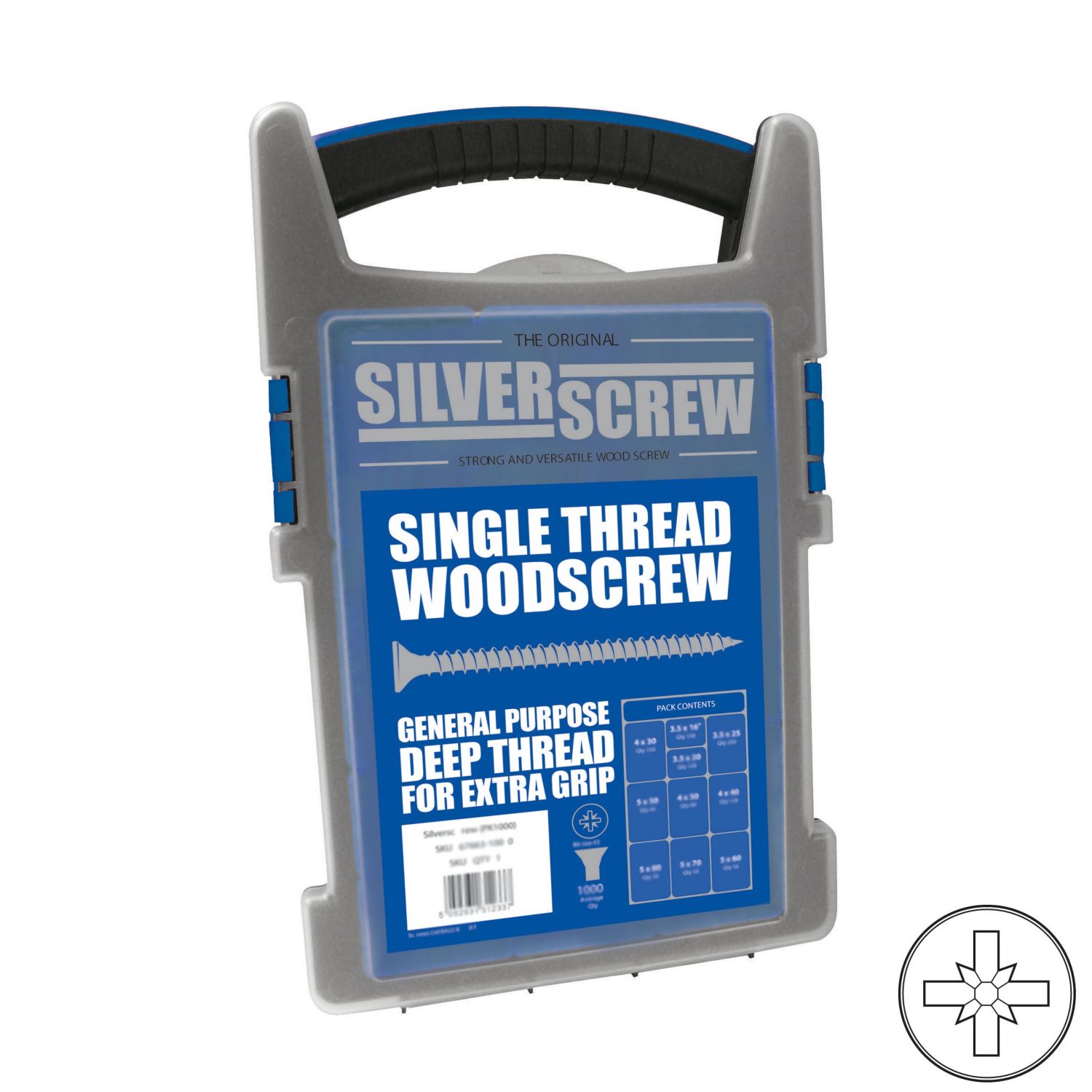 Silverscrew PZ Double-Countersunk Woodscrews Grab Pack 1000 Pcs (67663)
