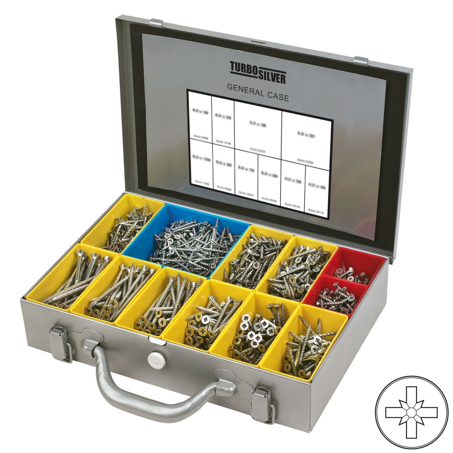 Turbo Silver PZ Double-Countersunk General Trade Case 1400 Pcs (67678)