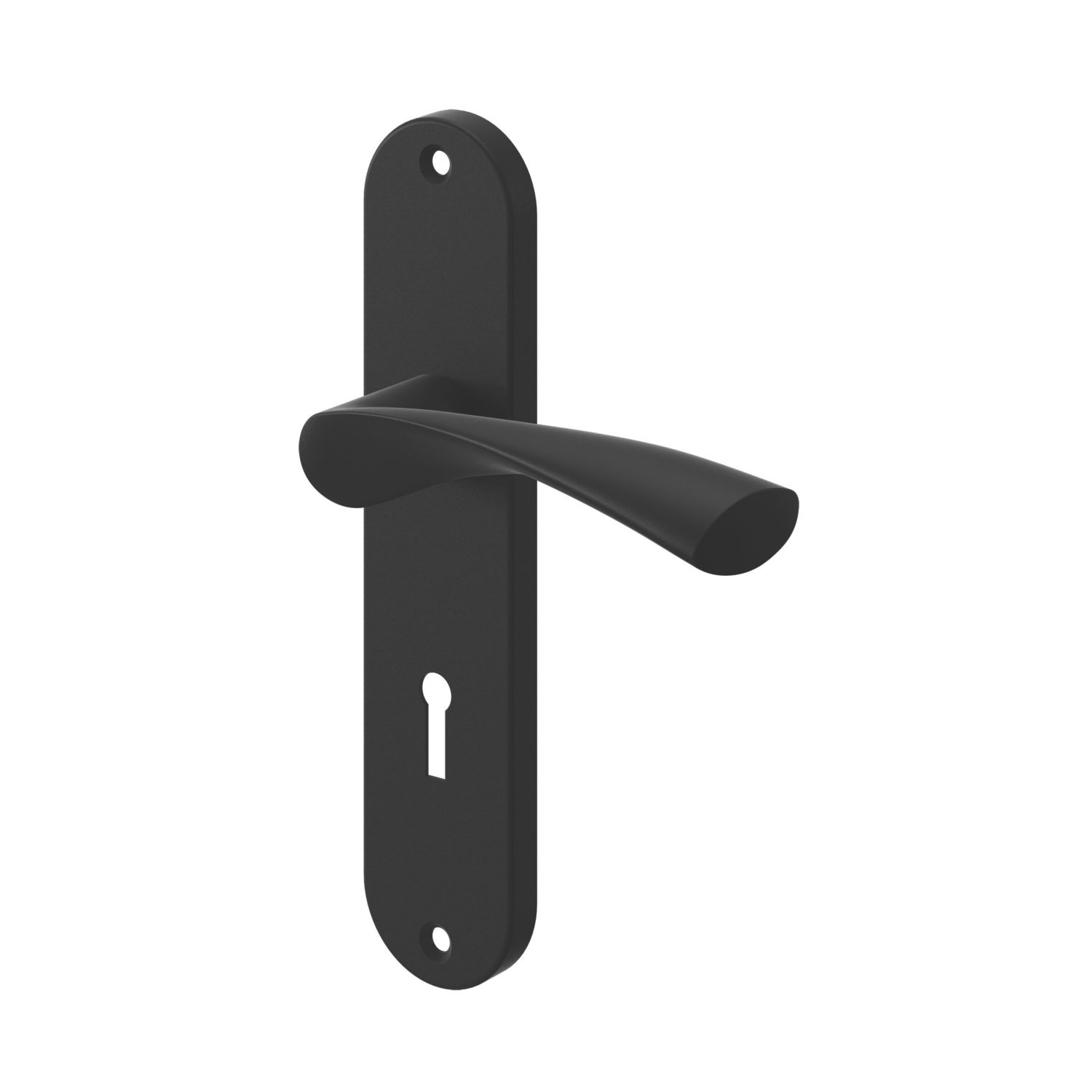 Cooke & Lewis Bude Lever on Backplate Lockable Handle Pair Matt Black (676CM)