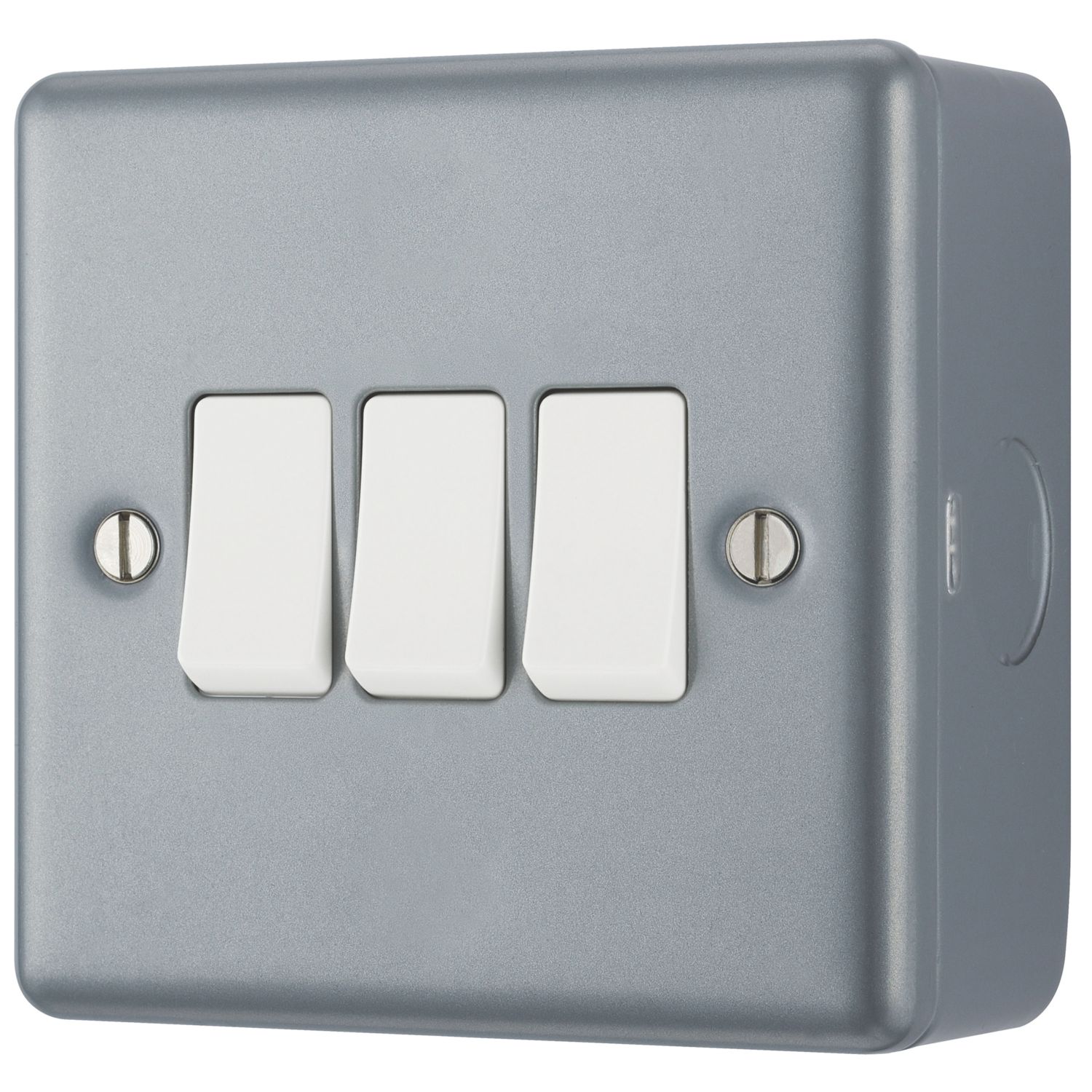 British General 10AX 3-Gang 2-Way Metal Clad Triple Light Switch with White Inserts (676PF)