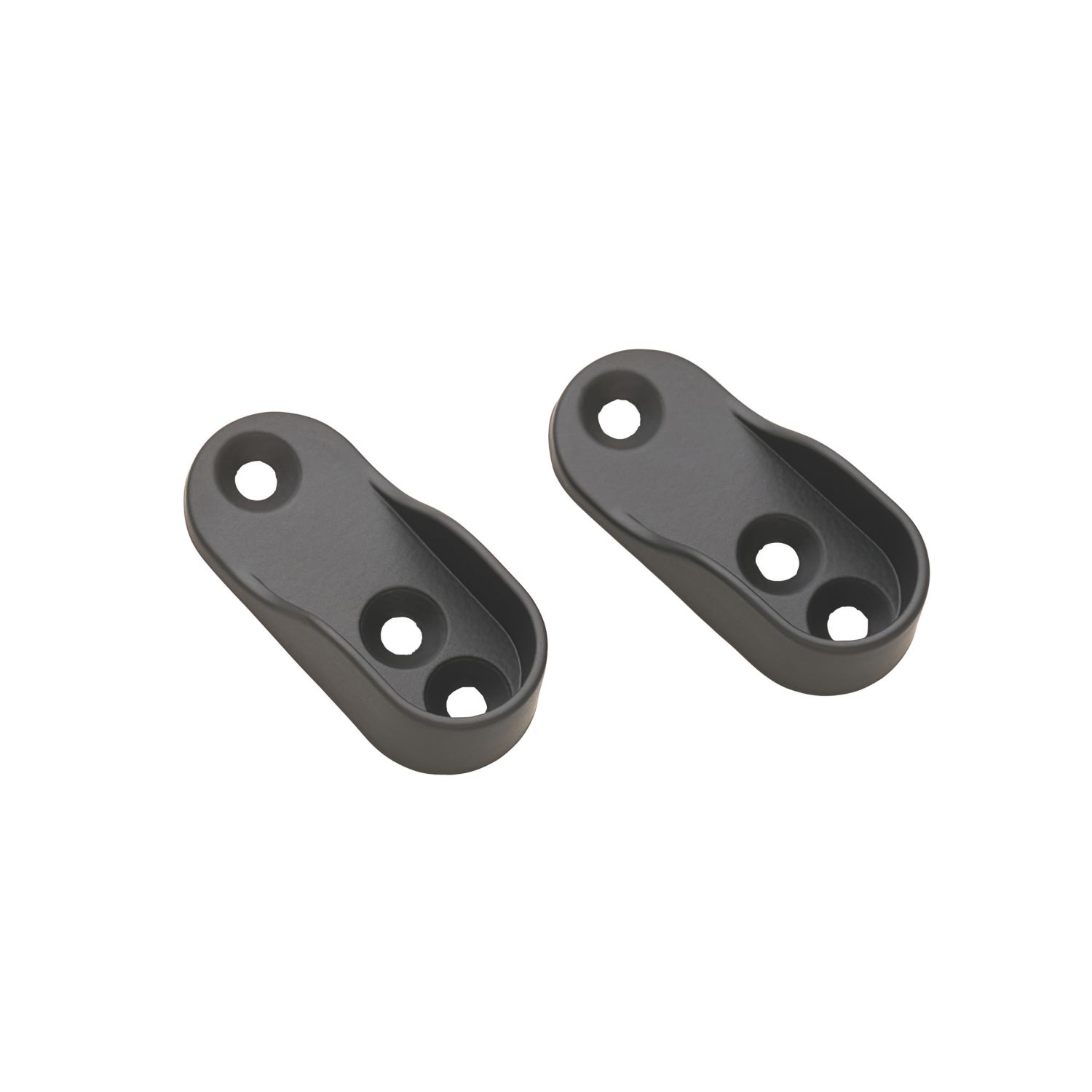 Rail & Tube Solutions Oval End Support Brackets Black 15mm 2 Pack (677KK)