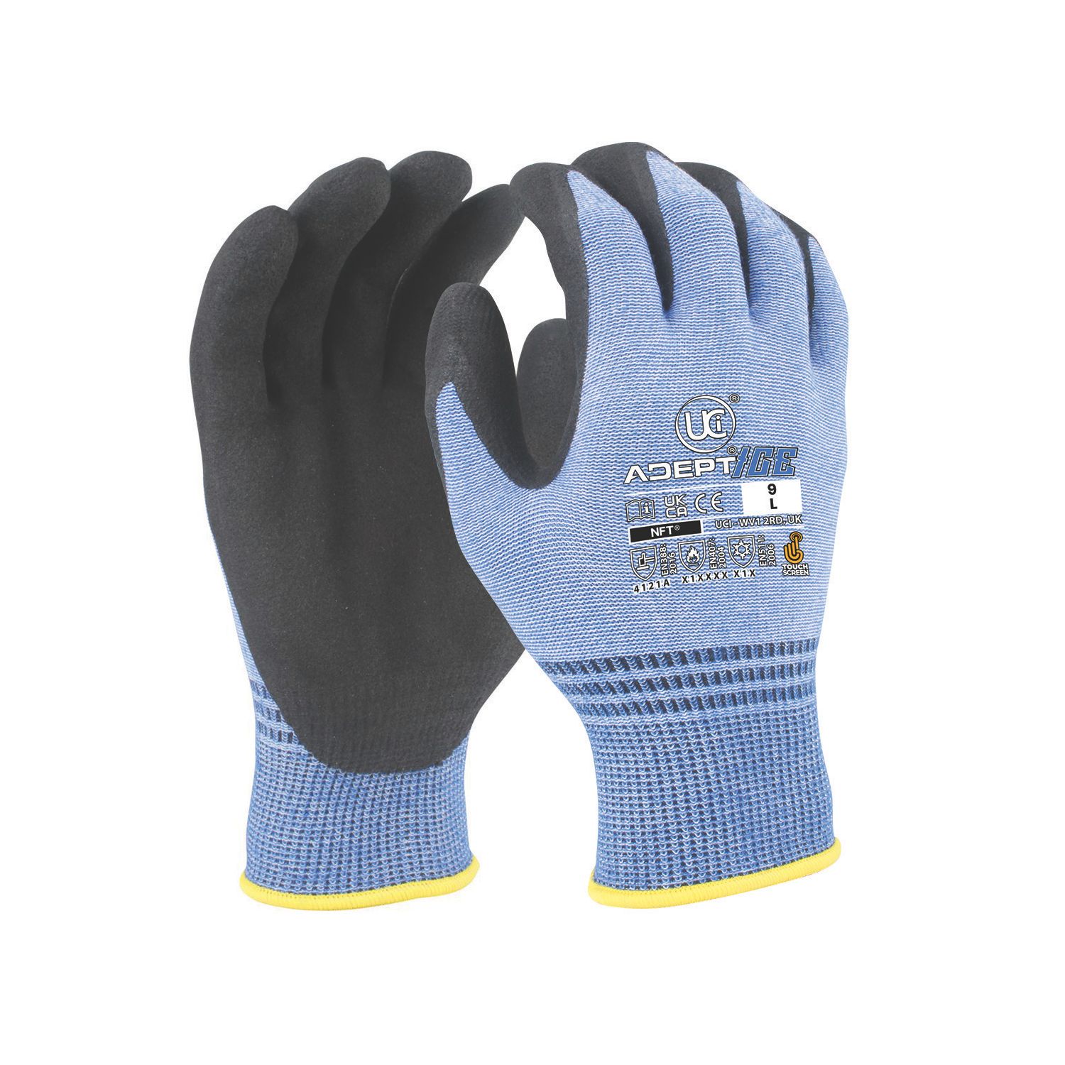UCI Adept Ice Thermal Touchscreen General Handling Gloves Blue/Black Large (677RX)
