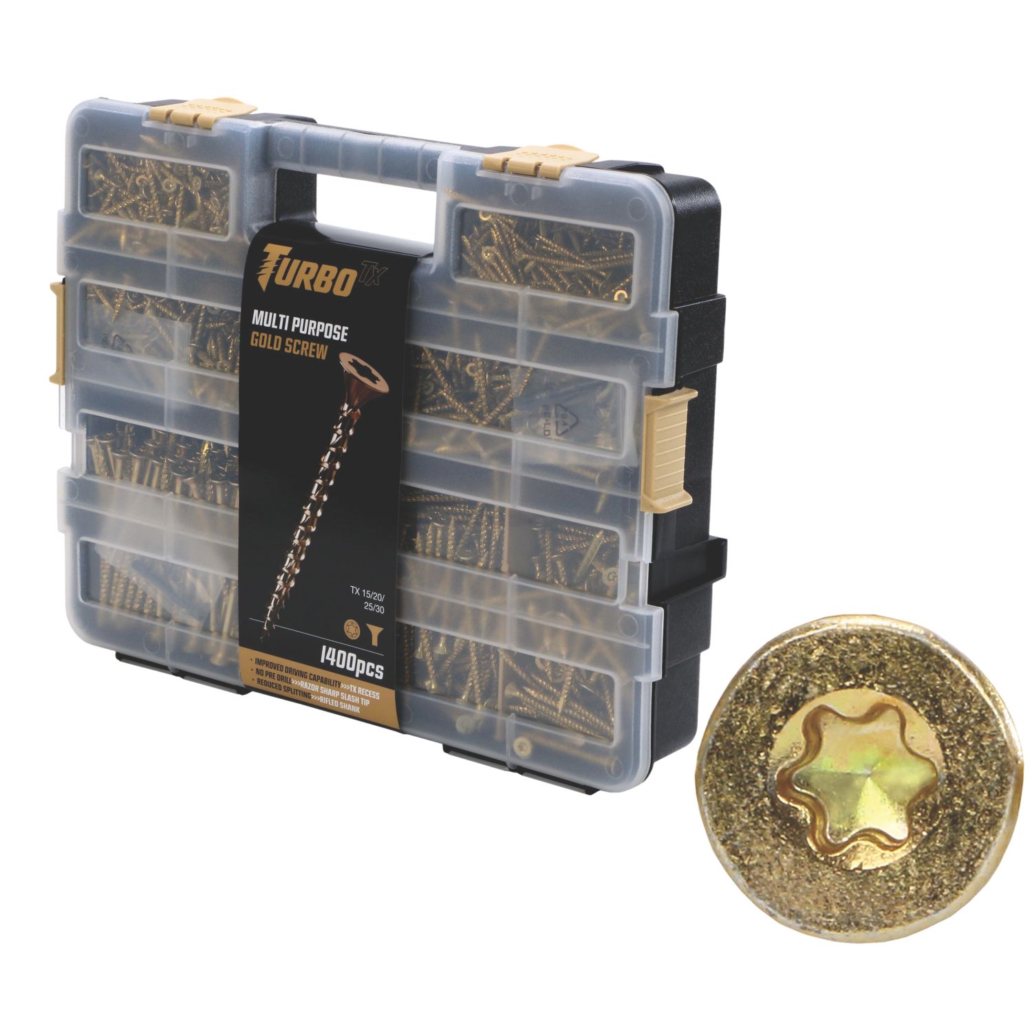 Turbo TX TX Double-Countersunk Multipurpose Screw Trade Case 1400 Pack (678EH)