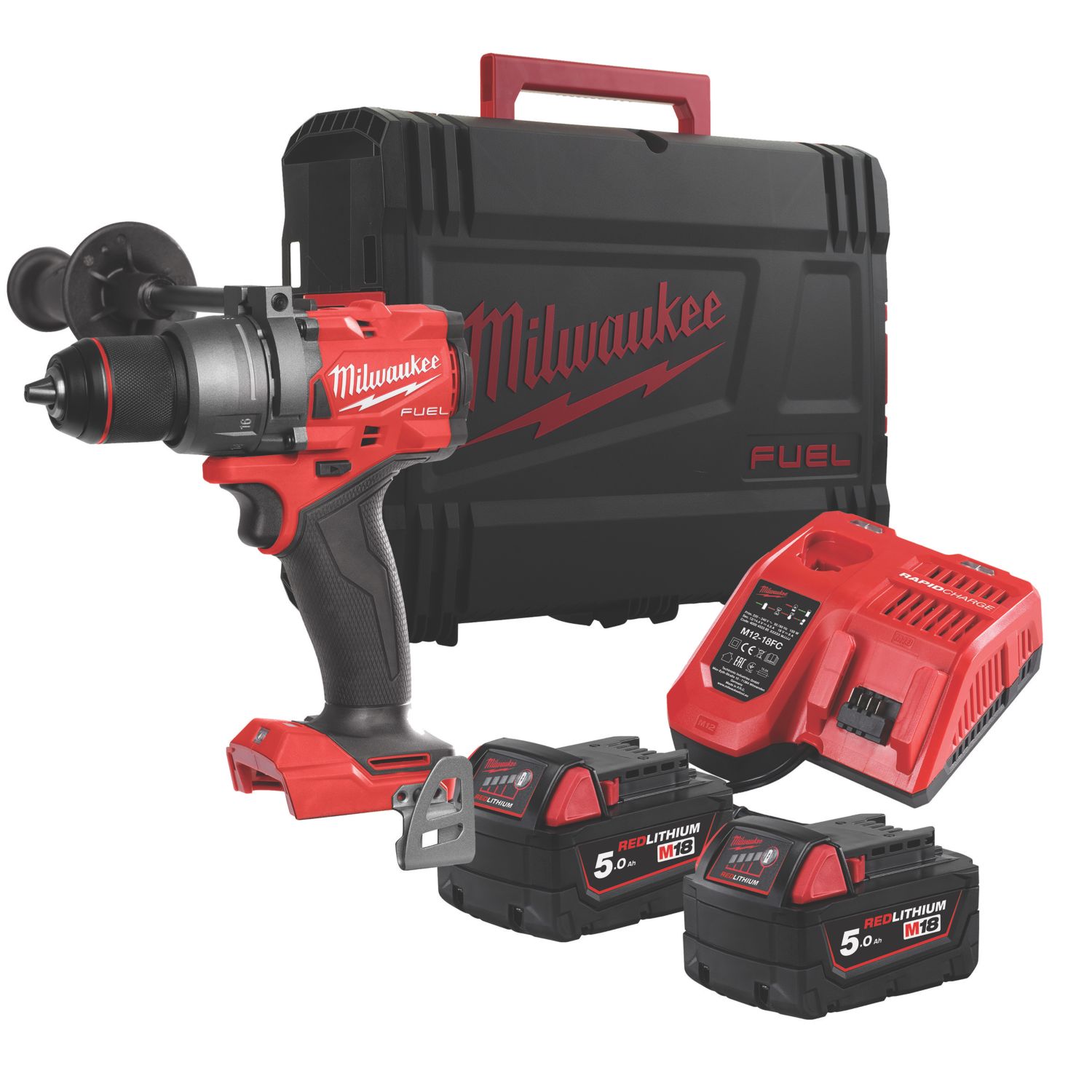 Milwaukee M18 FPD3-502X FUEL Gen 4 18V 2 x 5.0Ah Li-Ion RedLithium Brushless Cordless Combi Drill (679GE)