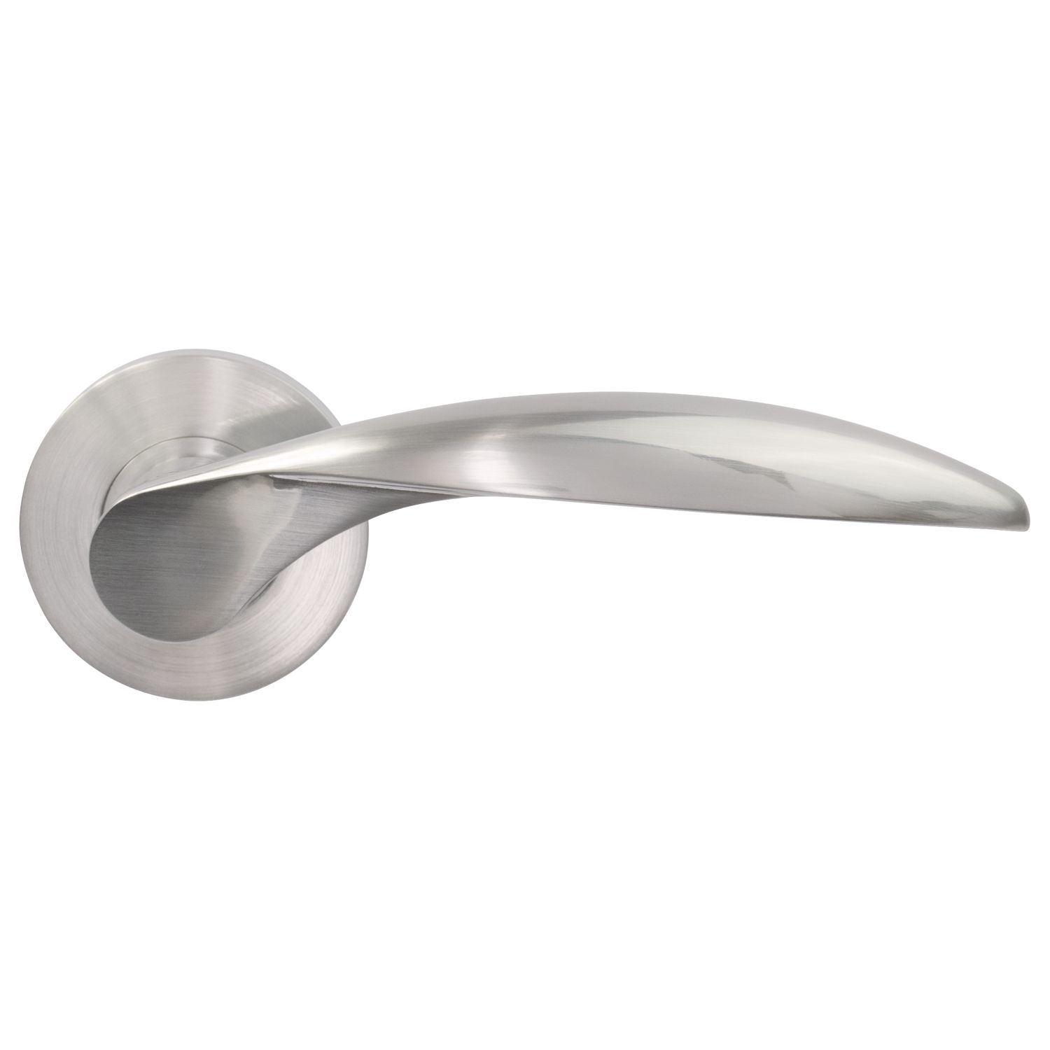 Jigtech Cresta Lever on Rose Door Handles Pair Satin Chrome (681HP)