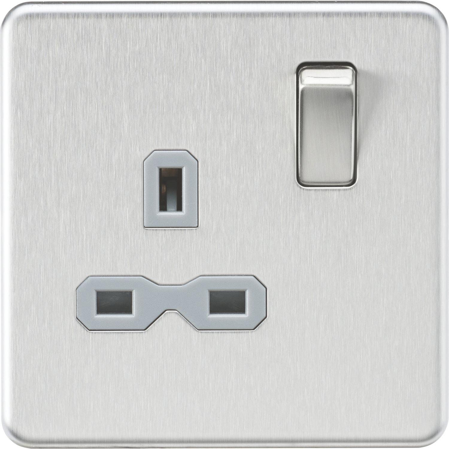 Knightsbridge 13A 1-Gang DP Switched Single Socket Brushed Chrome with Colour-Matched Inserts (681TY)