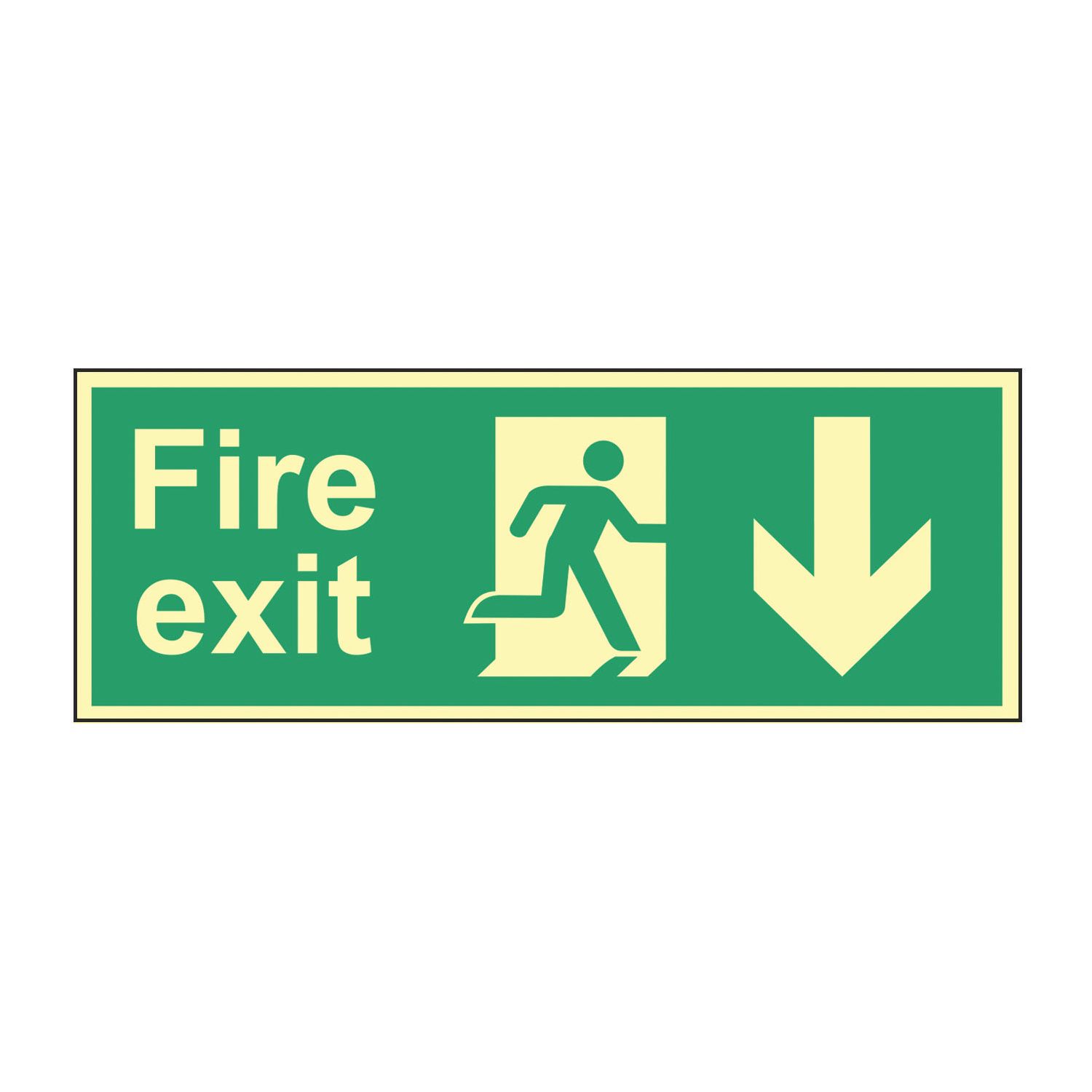 Essentials Photoluminescent "Fire Exit Man Down Arrow" Sign 150mm x 450mm (683FG)