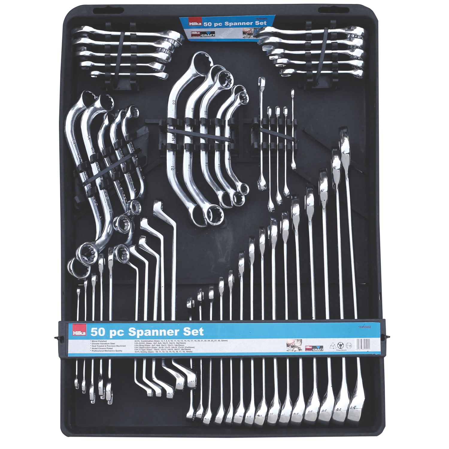Hilka Pro-Craft 16205002 Mixed Metric Spanner Set 50 Pcs (6857K)