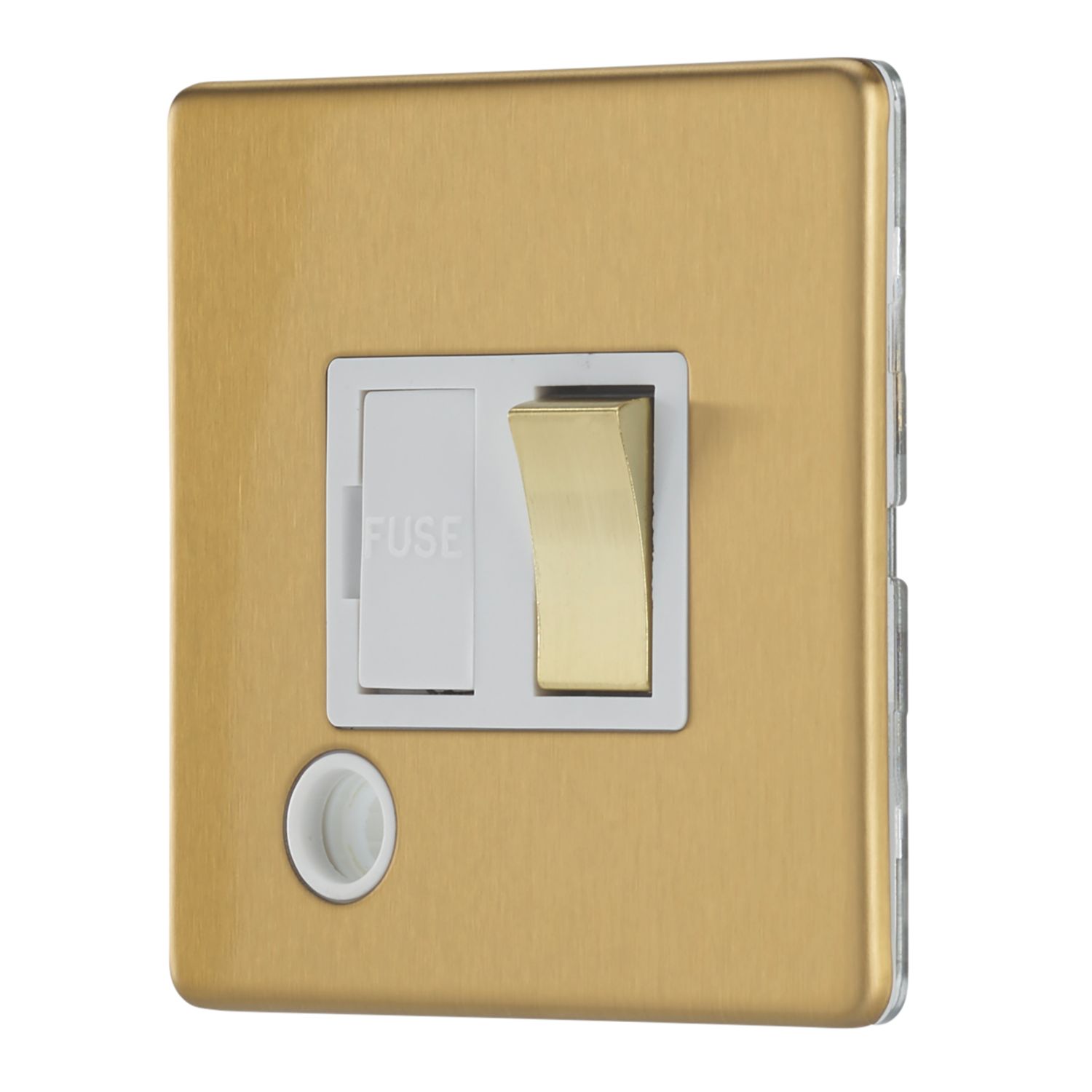 Contactum Lyric 13A Switched Fused Spur & Flex Outlet Brushed Brass with White Inserts (685RR)