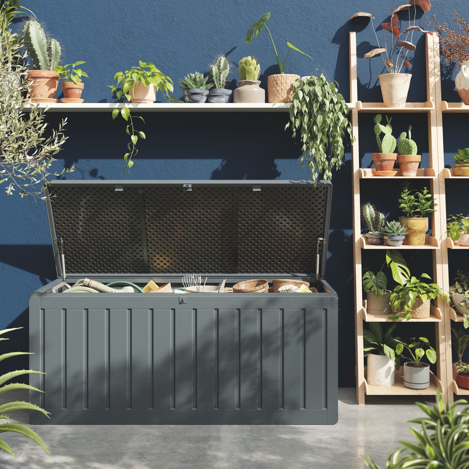 Essentials Catria 490Ltr 5' x 2' (Nominal) Plastic Garden Storage Box Green (685RX)