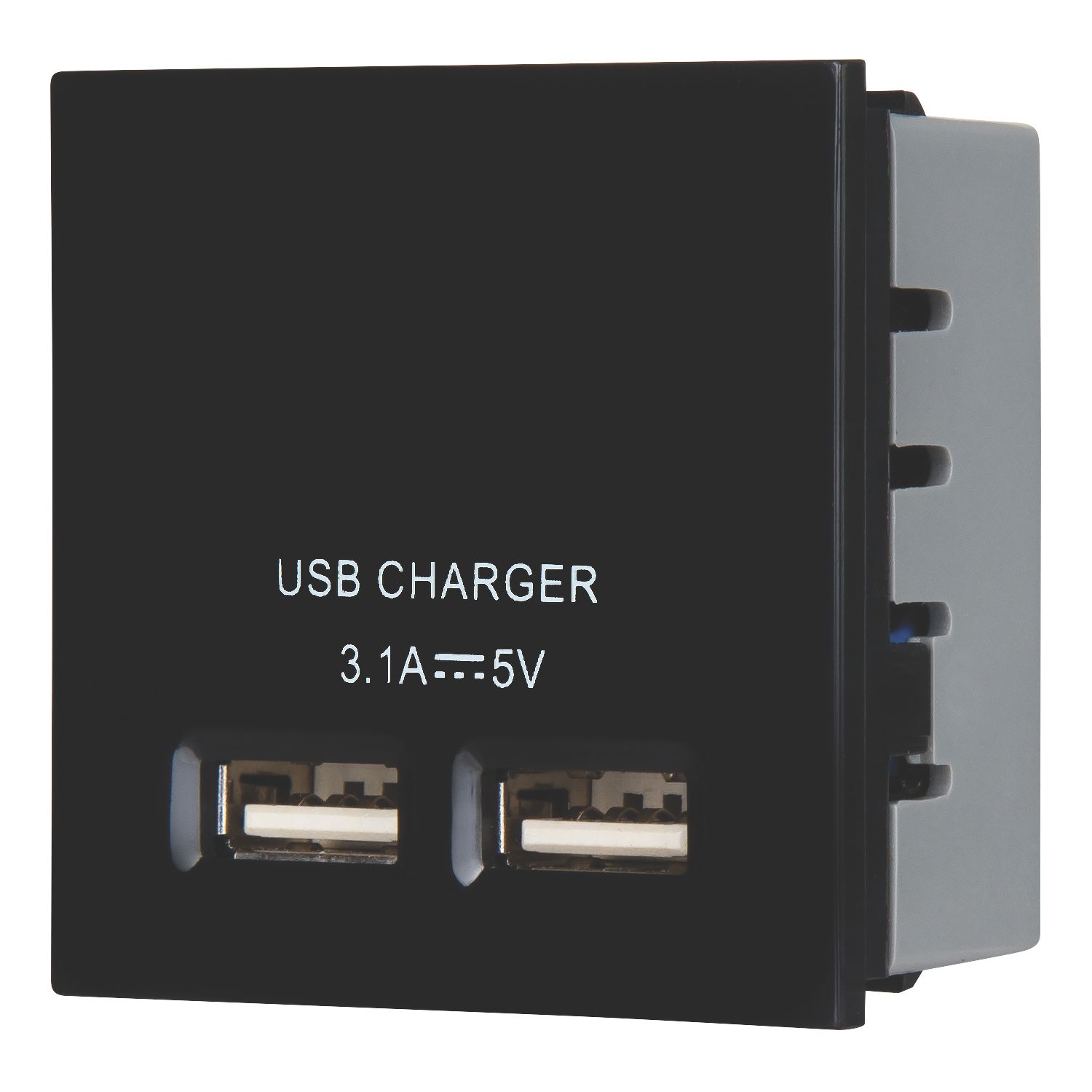 LAP Modular 3.1A 15.5W 2-Outlet Type A USB Socket Black (686CC)