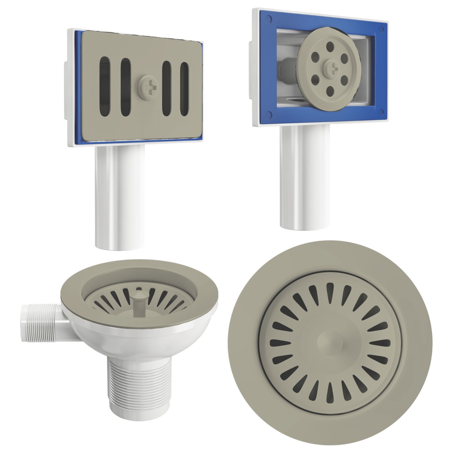 ETAL Sink Strainer Waste with Overflow Brushed Steel 90mm (687JL)