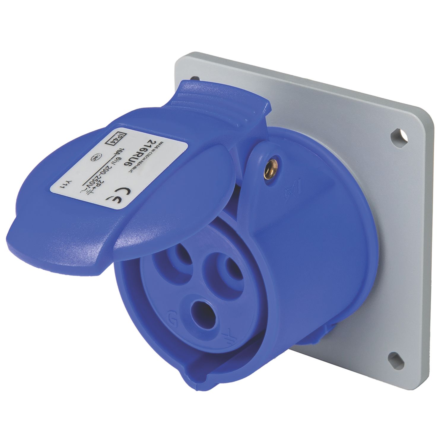 Amphenol 16A 2P+E Panel Socket 250V (6890F)