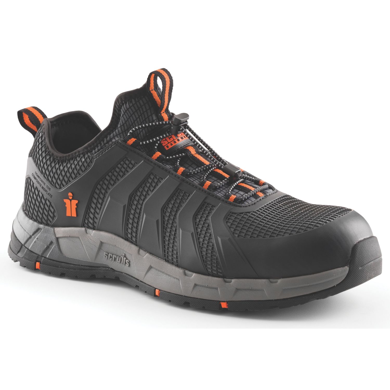 Scruffs Argon Size 10 Black/Grey Slip-On Safety Trainers (689KV)