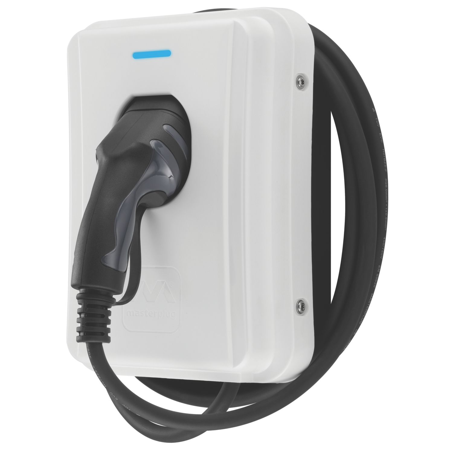 Masterplug 1 Port 7.4kW Mode 3 Type 2 Plug Tethered Smart EV Charger with 5m Cable White (690AW)
