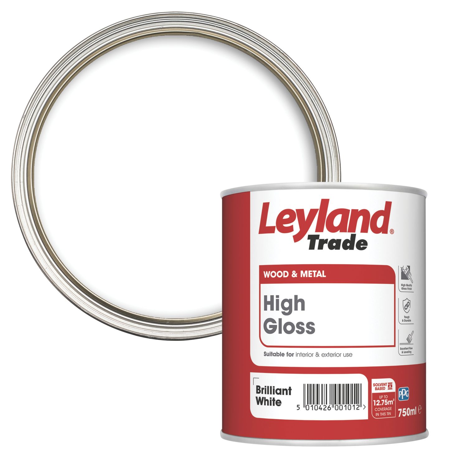 Leyland Trade 750ml Brilliant White High Gloss Solvent-Based Trim Paint (6915H)