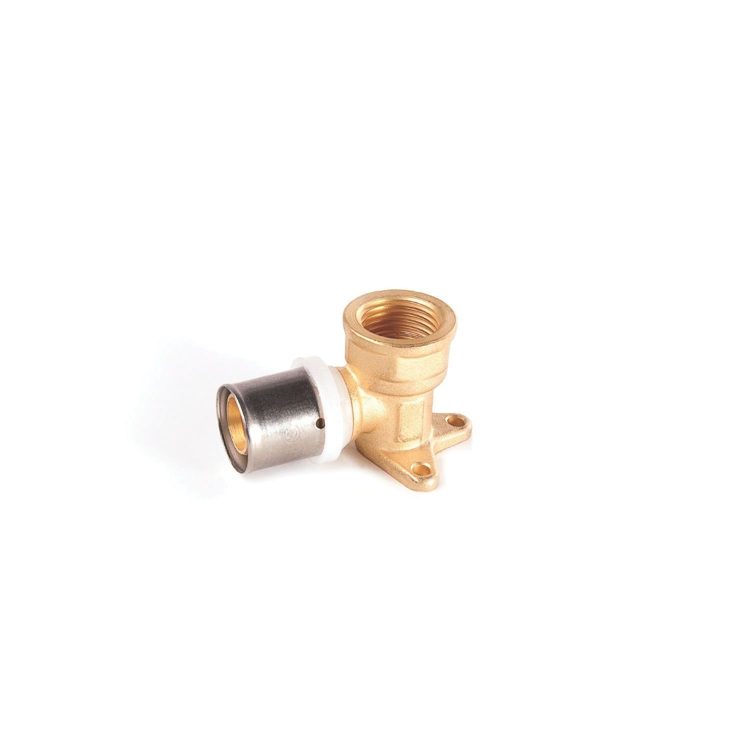 Instantor Brass Press-Fit Adapting 90° Female Wallplate Elbow 16mm x 1/2" (691CE)