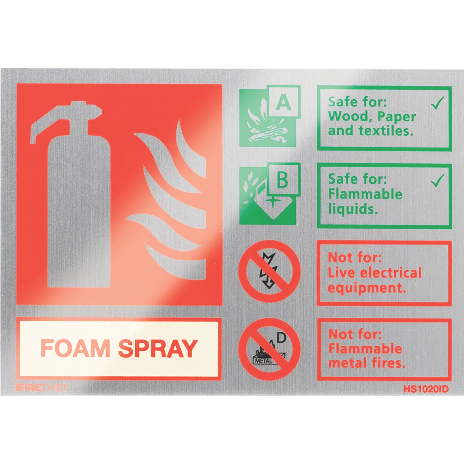 Firechief Non Photoluminescent "Foam" Fire Safety Sign 150mm x 100mm (691FX)