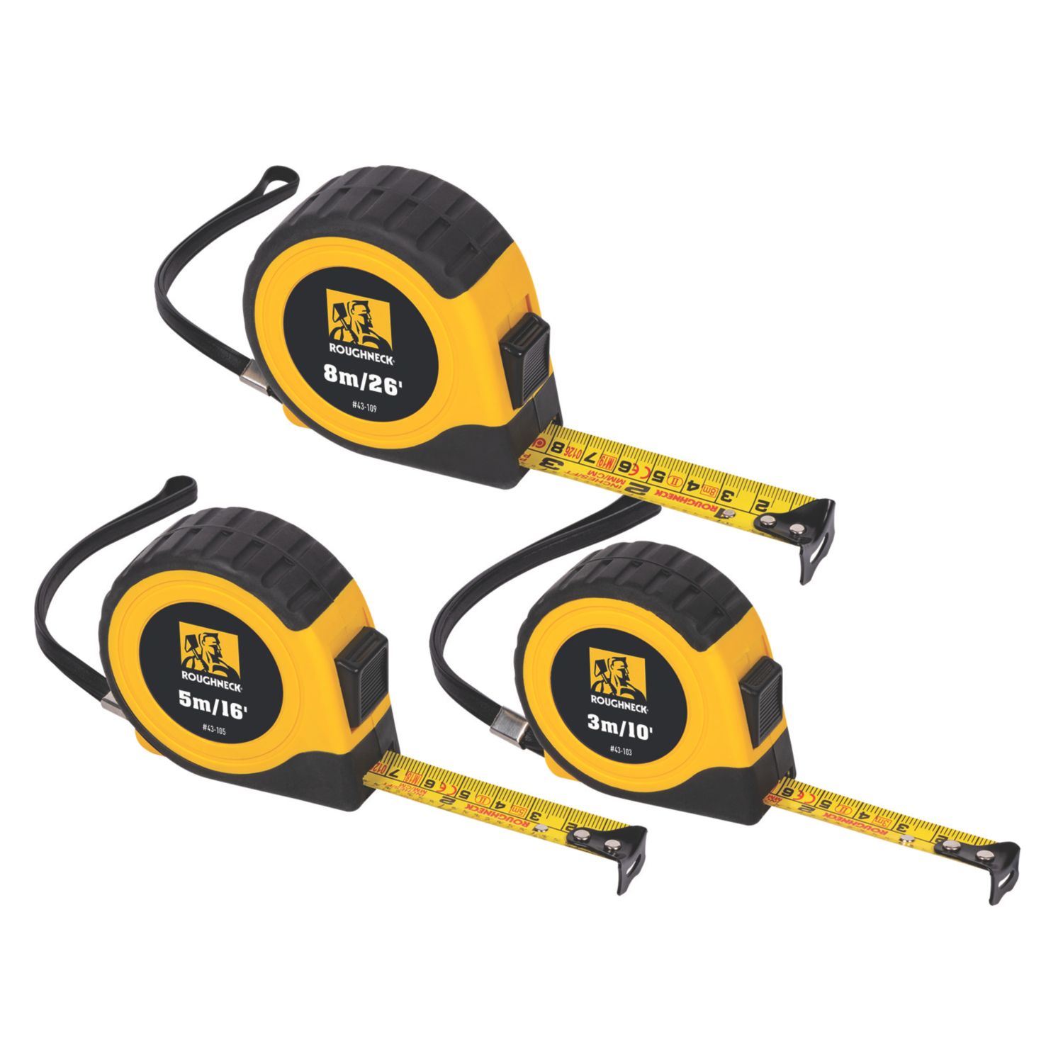 Roughneck E-Z Read 3/5/8m Tape Measure 3 Piece Set (691GM)