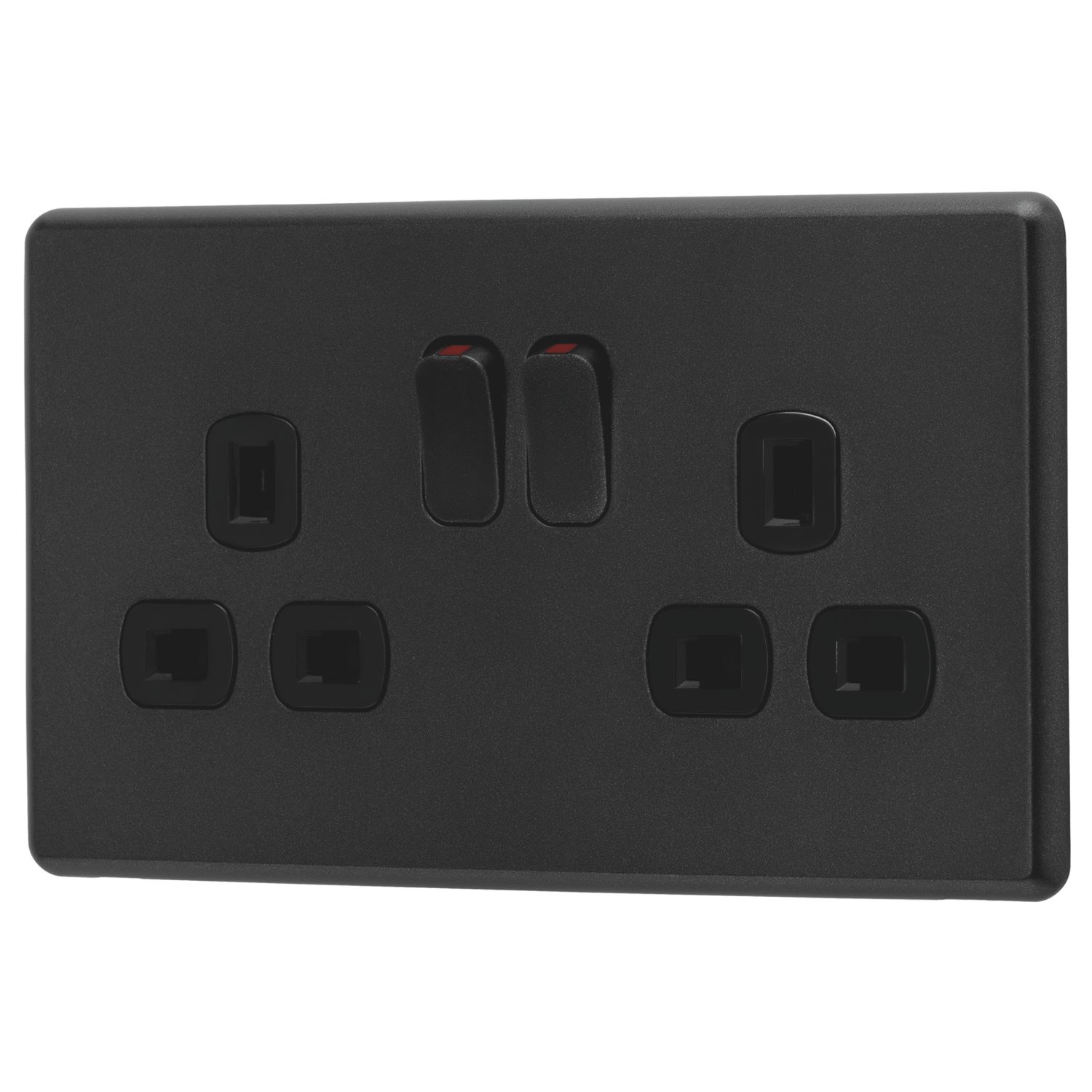Arlec 13A 2-Gang SP Switched Socket Charcoal with Black Inserts (691RU)