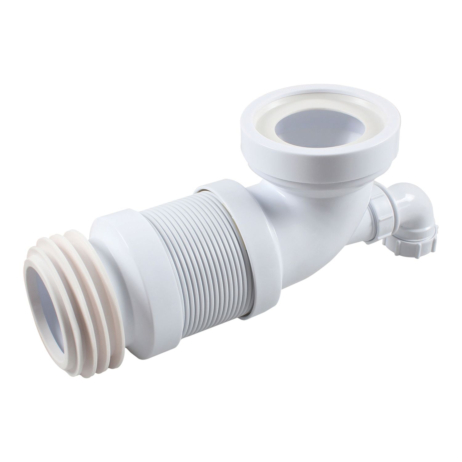 Flomasta Flexible 90° Angled Pan Connector with Boss White 220 - 400mm (692CA)
