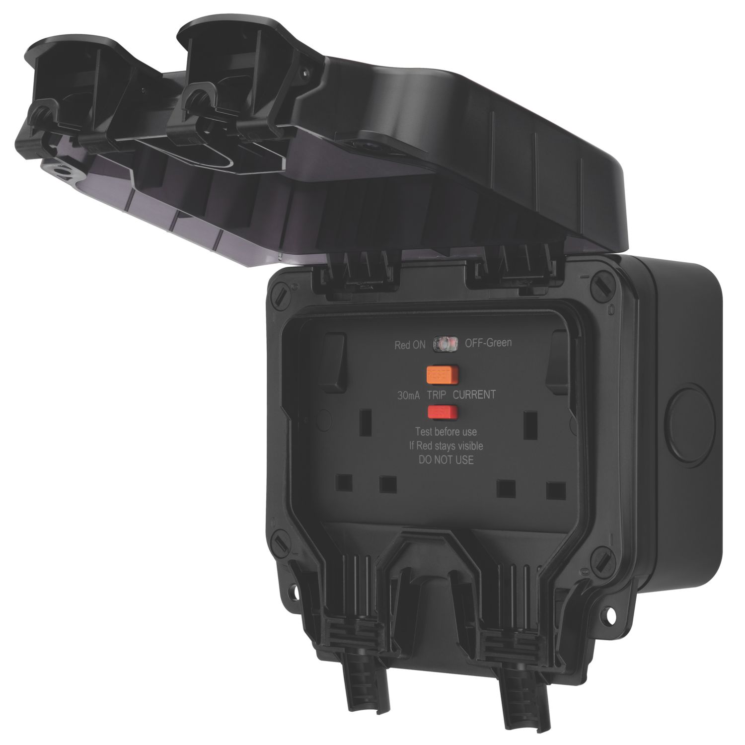 British General Nexus Storm IP66 13A 2-Gang SP Weatherproof Outdoor Switched Passive RCD Socket (692CH)