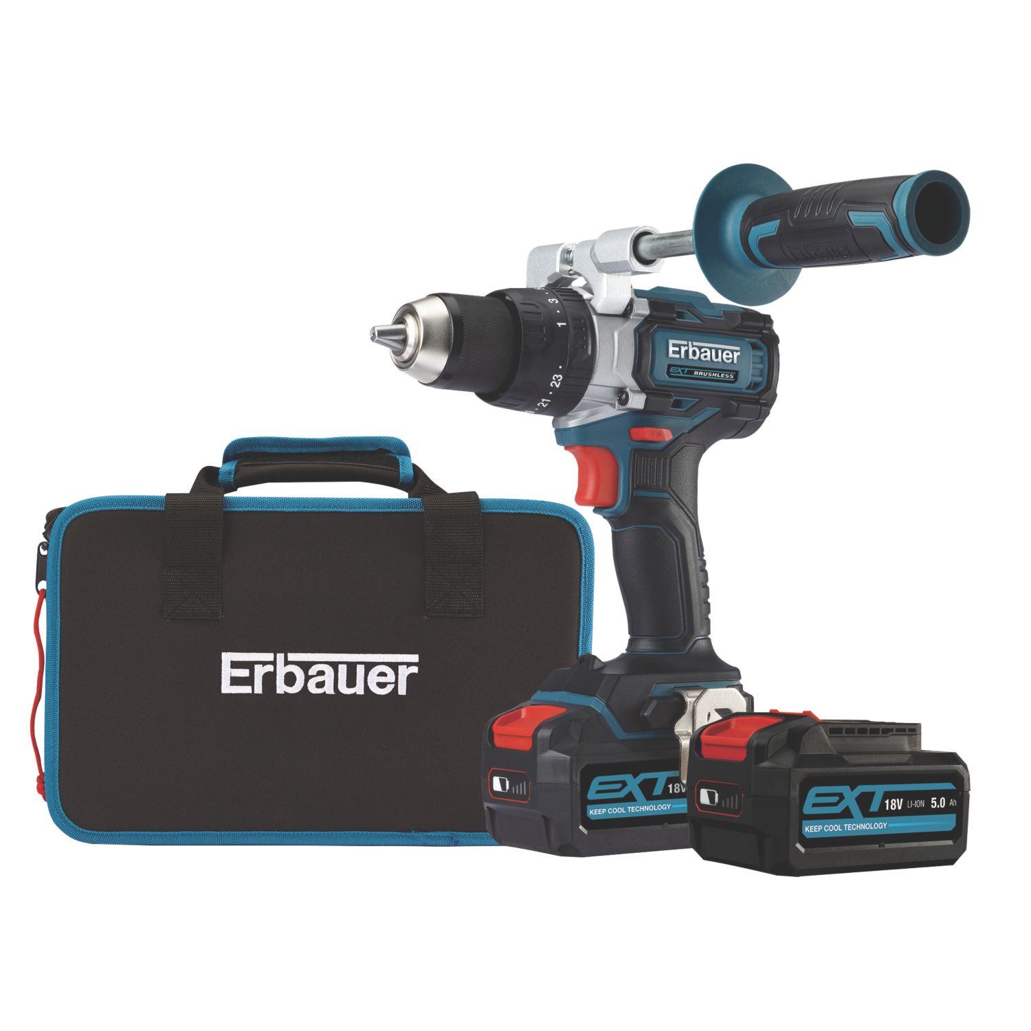 Erbauer ECDT18-Li-2 18V 2 x 5.0Ah Li-Ion EXT Brushless Cordless Combi Drill (692HP)