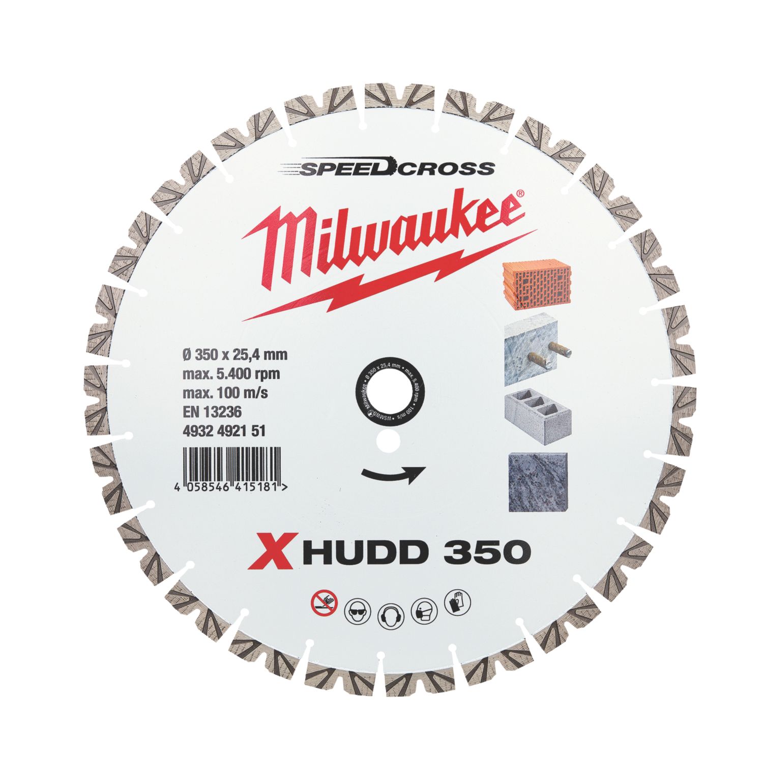 Milwaukee Premium Speedcross XHUDD Multi-Material Diamond Blade 350mm x 25.4mm (696GE)