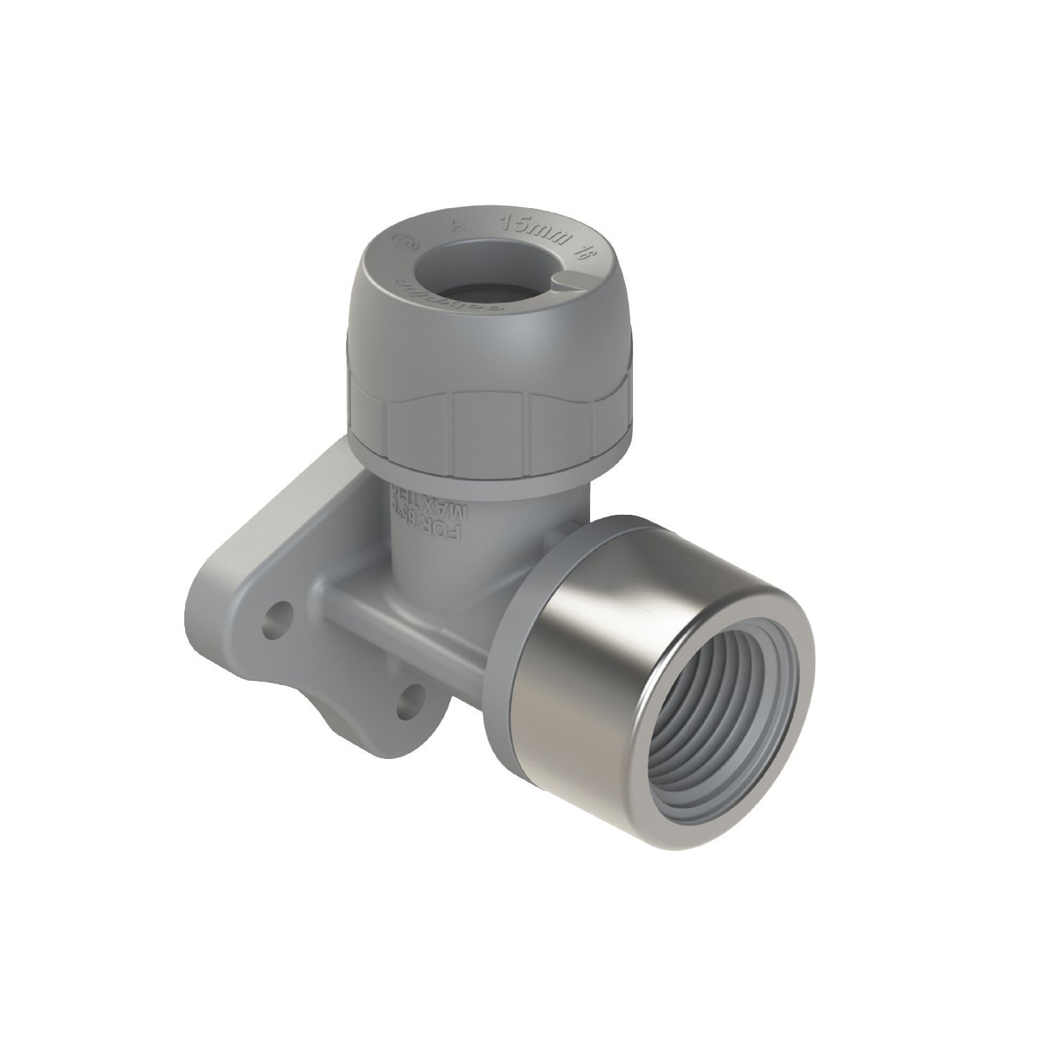 PolyPlumb Enhanced Plastic Push-Fit Equal 90° Wallplate Elbow 15mm (698RF)